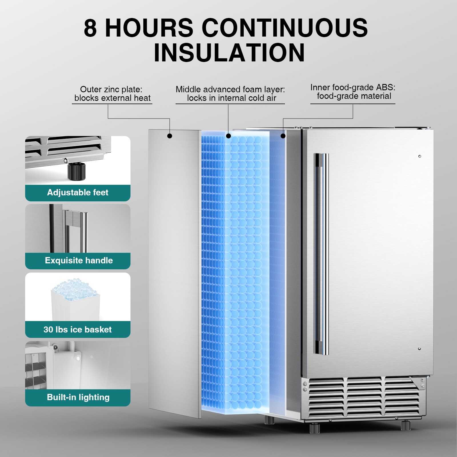Commercial Ice Maker Freestanding Stainless Steel Under Counter Ice Machine