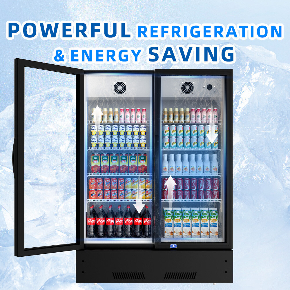 39″ Commercial 2 Glass Doors Merchandiser Refrigerator Display Cooler 17.1 Cu.Ft