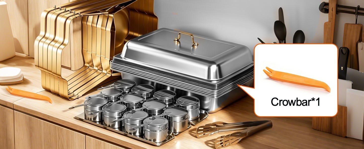 4-PK 9QT Rectangular Stainless Steel Chafing Dishes for Buffet w/ Lids