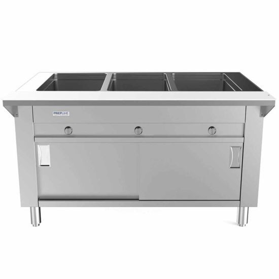 Prepline GSTC48-3S, 48″ Three Well Gas Hot Food Steam Table with Enclosed Base