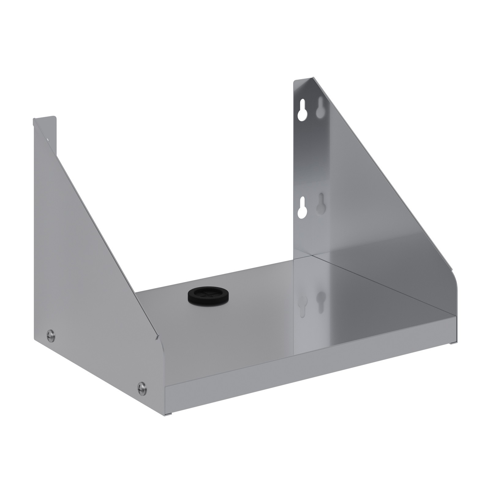 10 in. x 14 in. Stainless Steel Ticket Printer Shelf with Cord Grommet, 18 Gauge