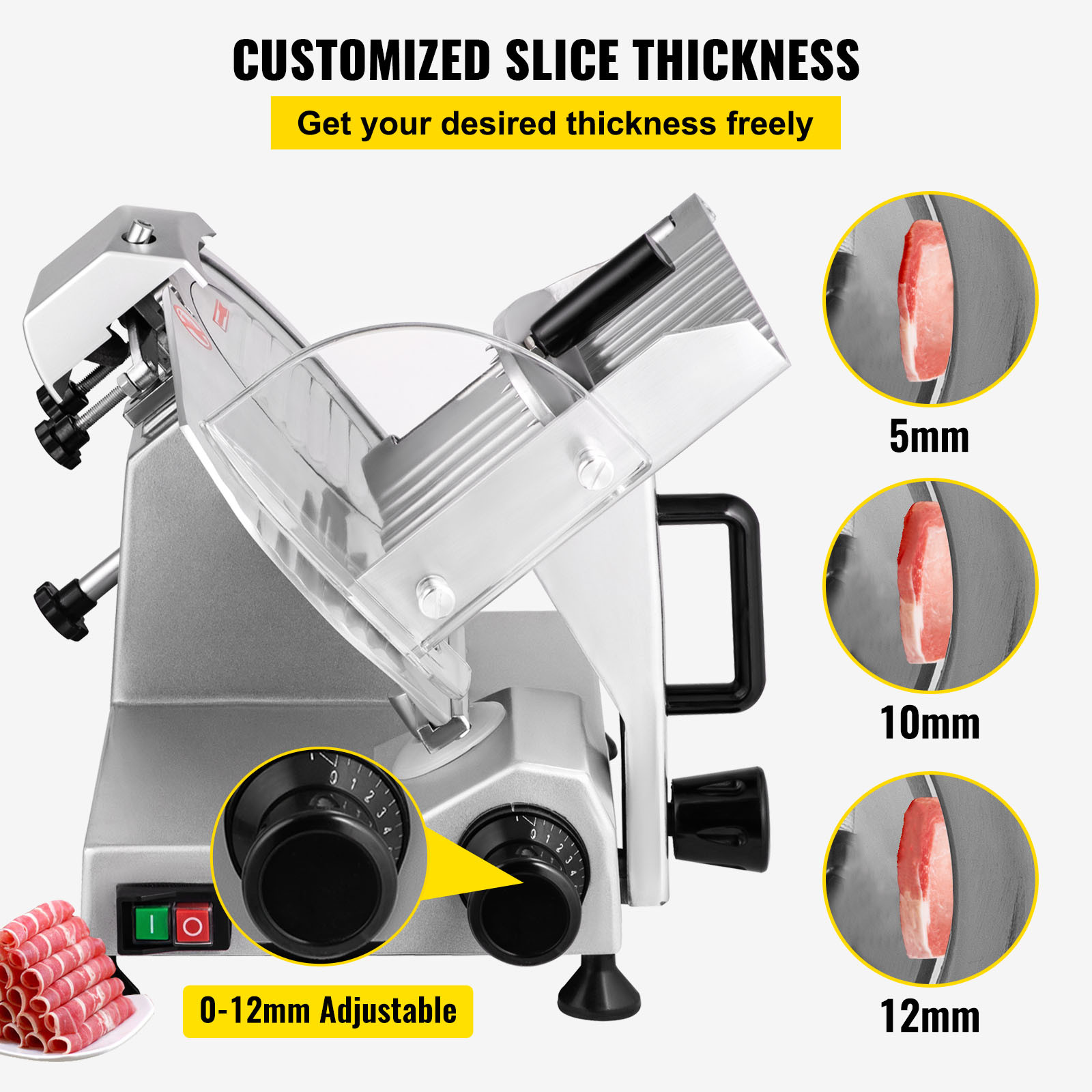 VEVOR Commercial 8″ Electric Meat Slicer Deli Food Cheese Slicer Cutter 200W