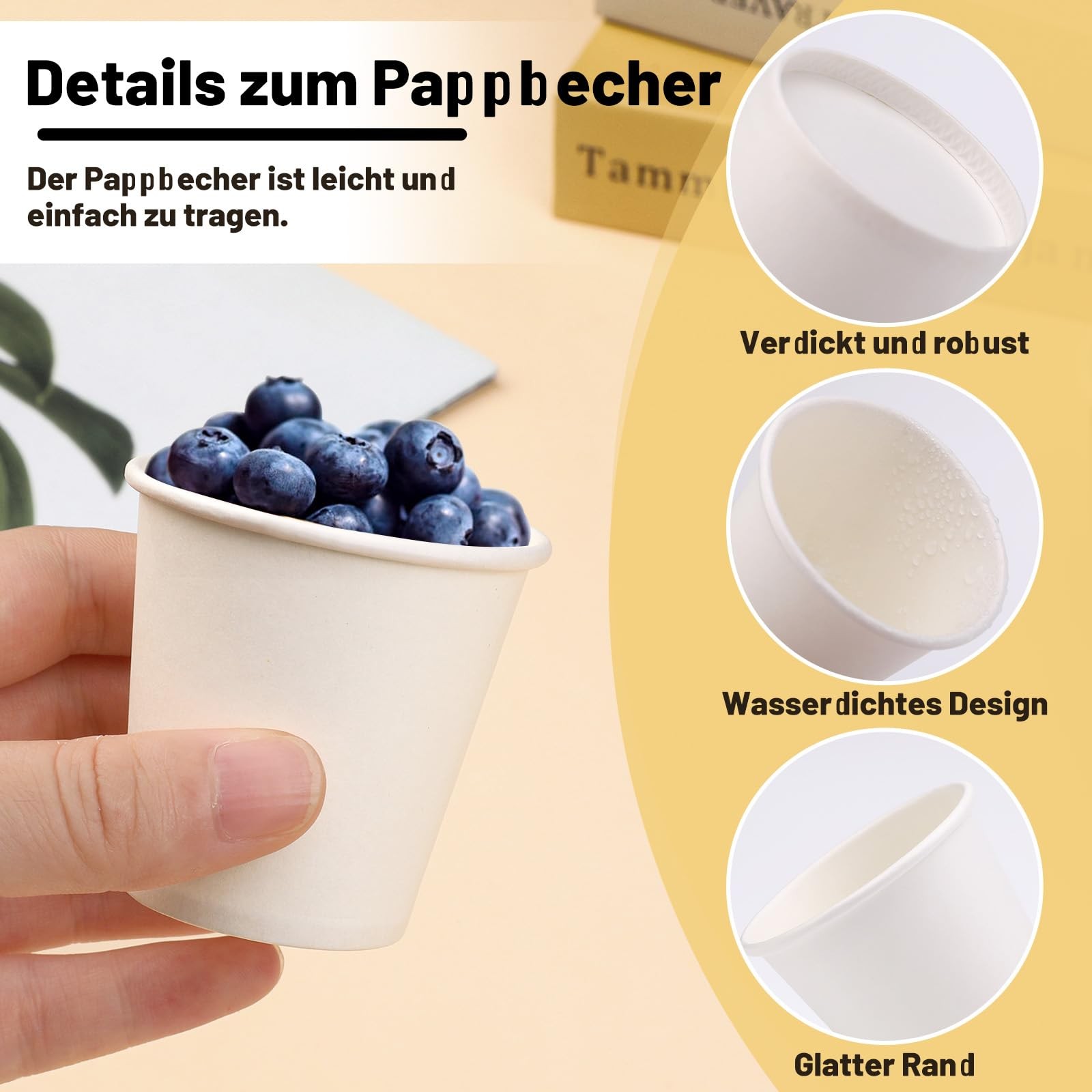100 Pack White Disposable Paper Cups 88ML, 3Oz Coffee Cups Disposable, Disposable Bathzi…