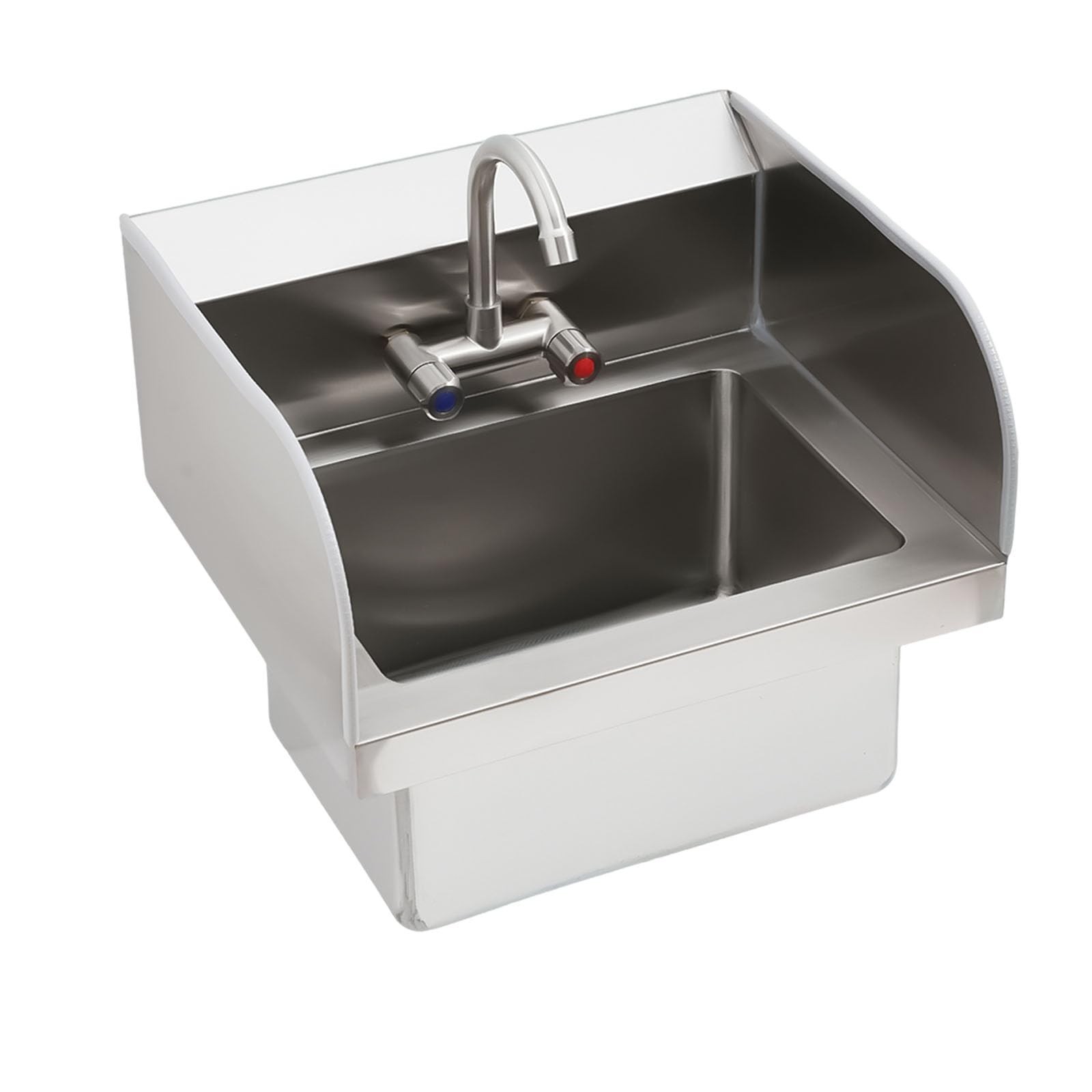 17″x 15″ Commercial Hand Wash Sink Wall Mount Basin Stainless Steel&Faucet&Drain