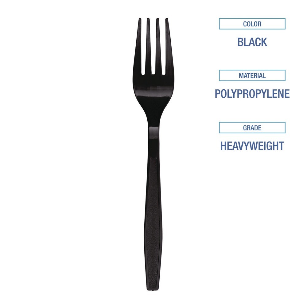 Boardwalk FORKHWPPBLA 1000-Pc/CT Heavyweight PP Forks – BLK New