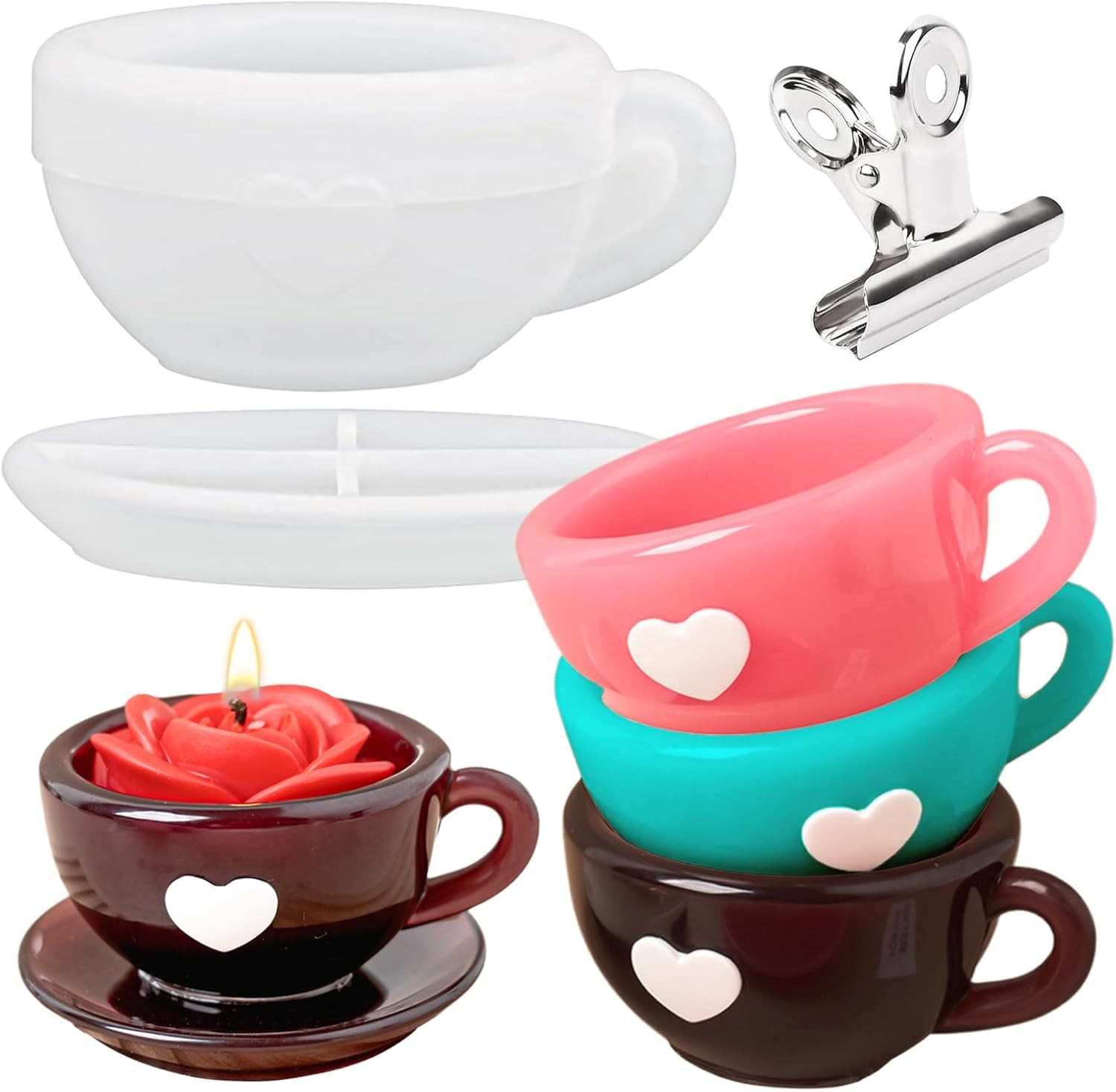 Resin Molds Coffee Cup with Saucer Silicone Mold for Resin Epoxy Casting Candle