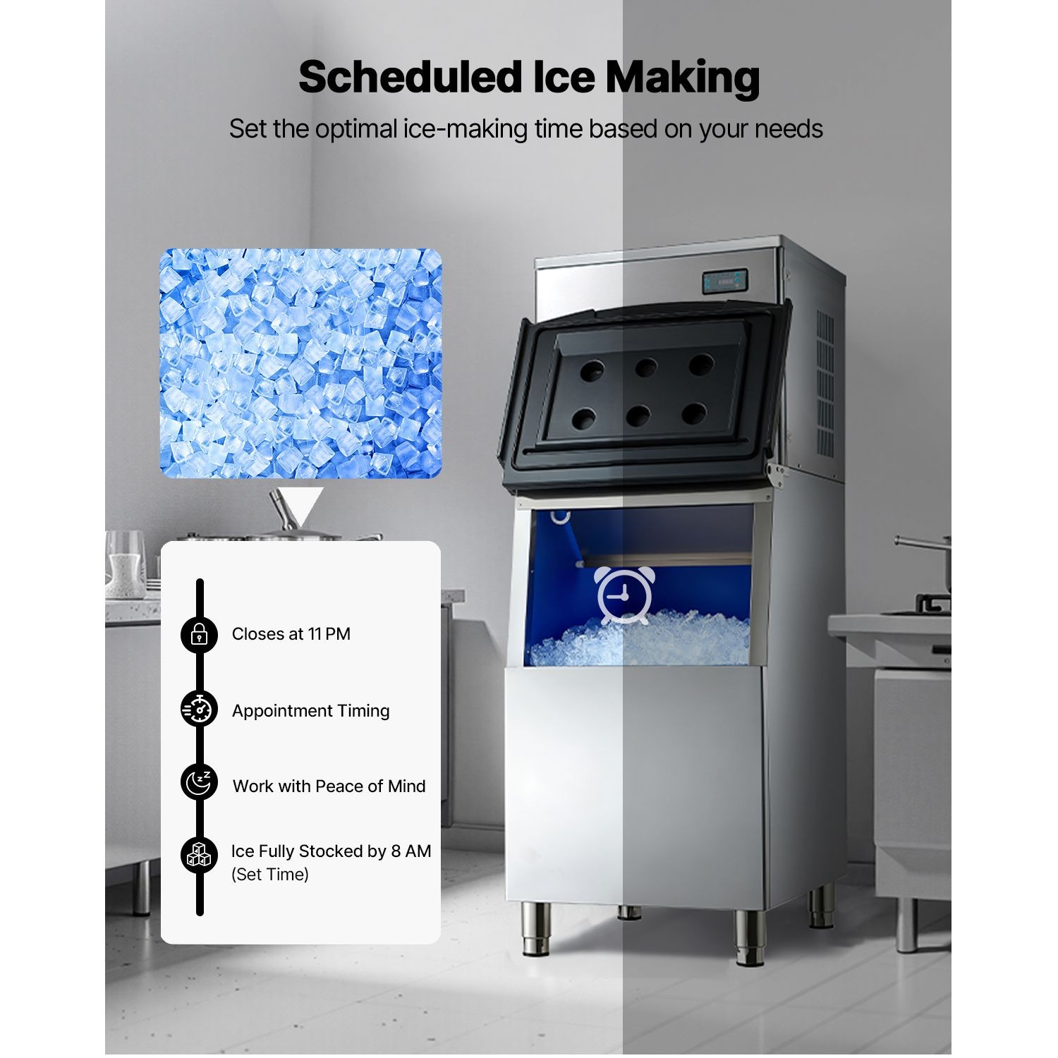 Commercial Ice Maker Machine, 450LBS/24H Ice-Making Machine