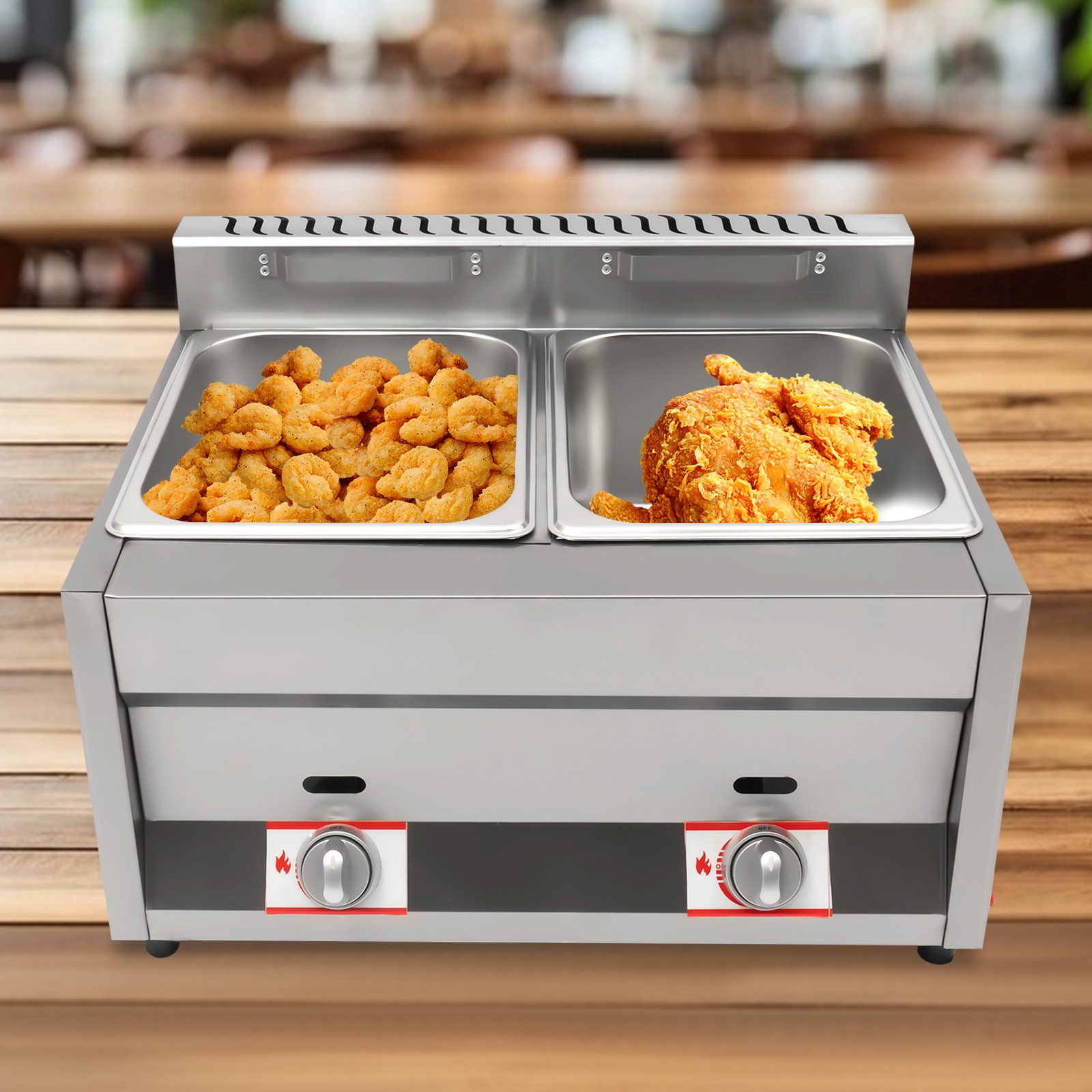 2-Pan Propane Gas Food Warmer Restaurant Tabletop Desktop Countertop Steam Table