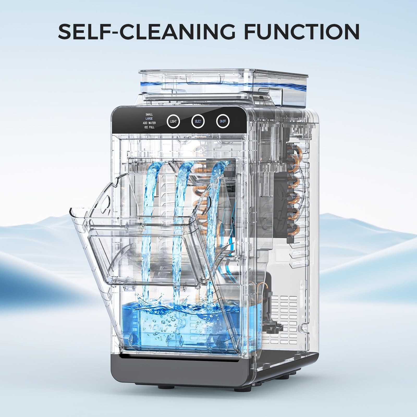 Ice Maker Countertop, Portable Ice Machine with External Water Tank, 8 Cubes