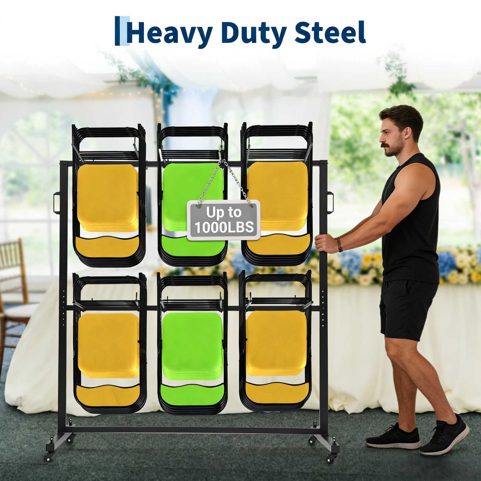 🚩Folding Chair Cart Dolly Hold 84 , 800 Lb Capacity Chair Holder Rack with Cove