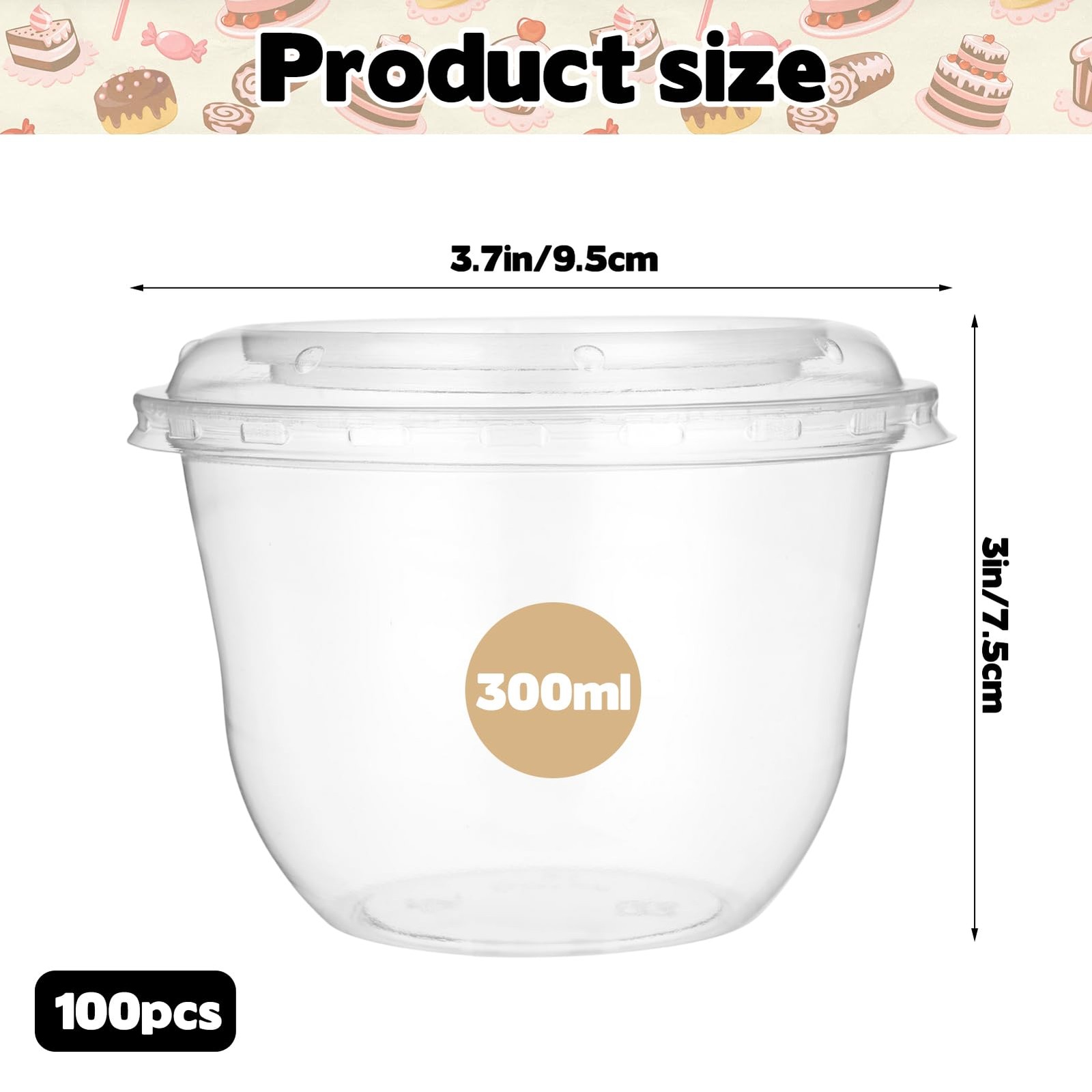 100 Pack 10 Oz Clear Stackable Disposable Plastic Cups with Flat Lids, 300ml …