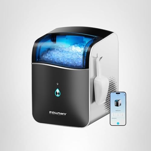 EUHOMY Smart Nugget Ice Maker Countertop, Pebble 40 lbs/day, Black