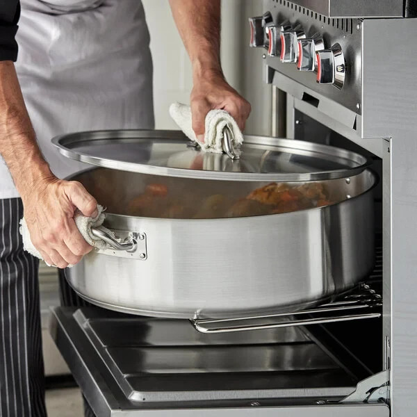 30 Qt Stainless Steel Aluminum Clad Heavy Duty Brazier Round Lid Commercial
