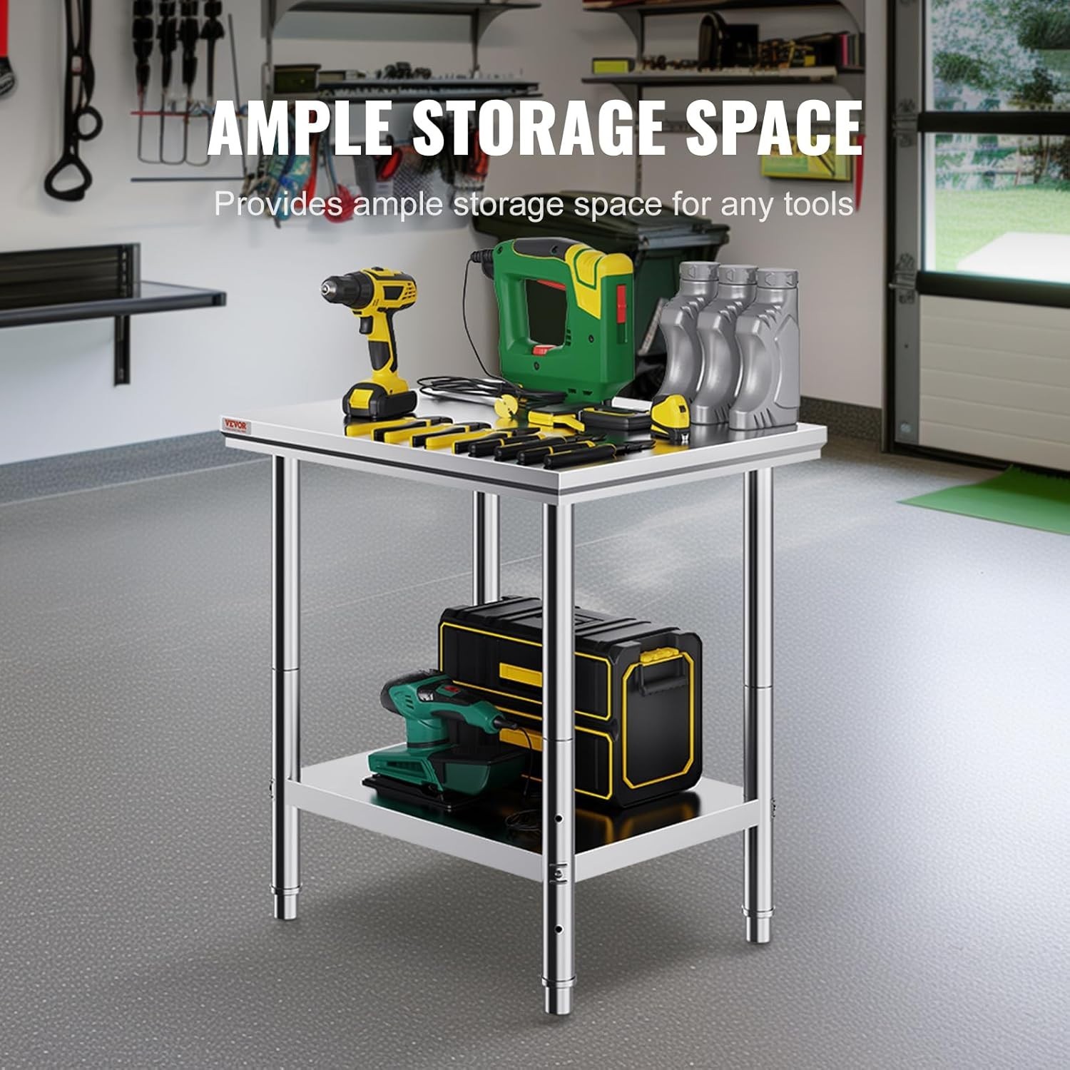 330 lbs Capacity Stainless Steel Kitchen Workstation 24x30x32 – Adjustable Shelf