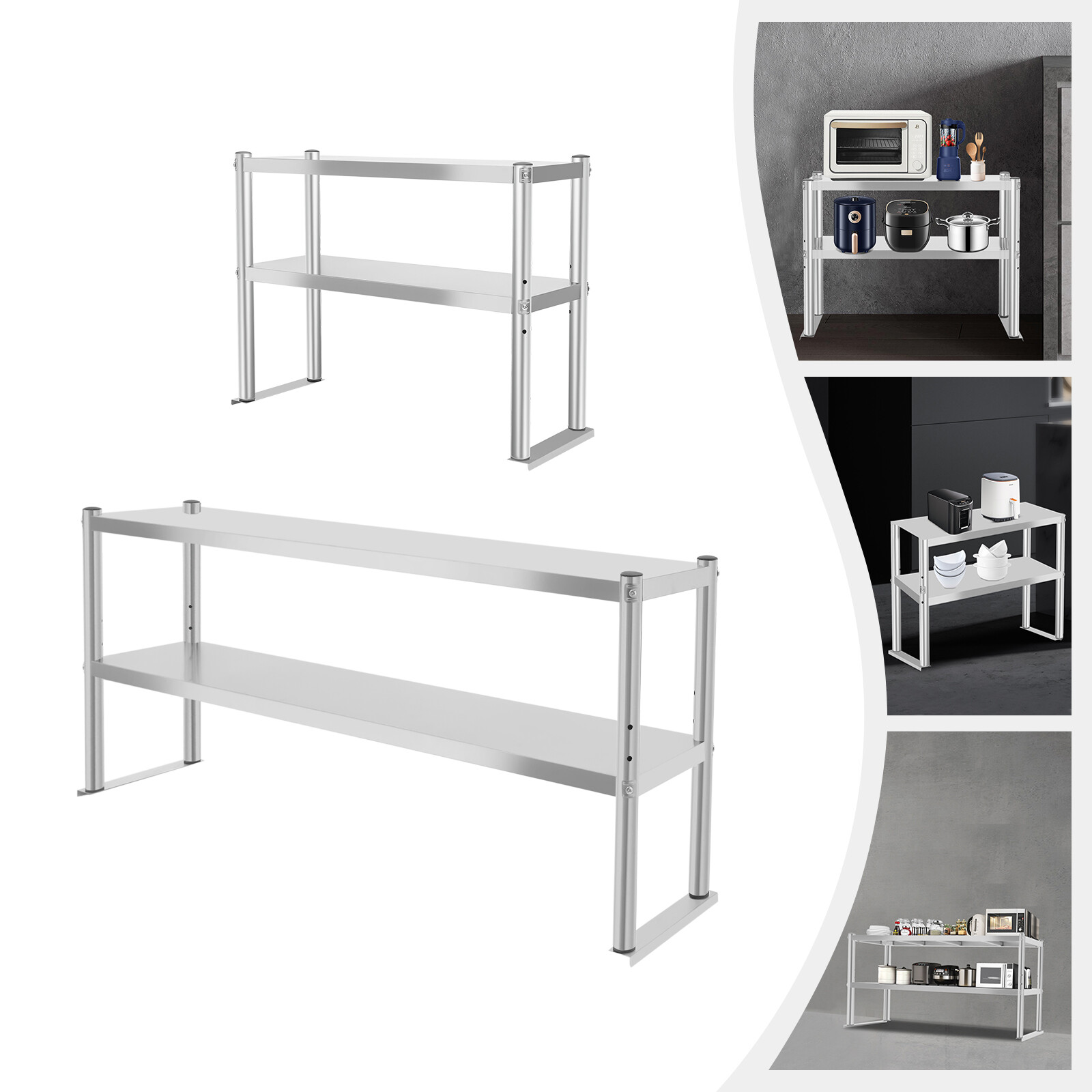 Stainless Steel Commercial Double Overshelf 12x 30 Inch for Prep Table Kitchen