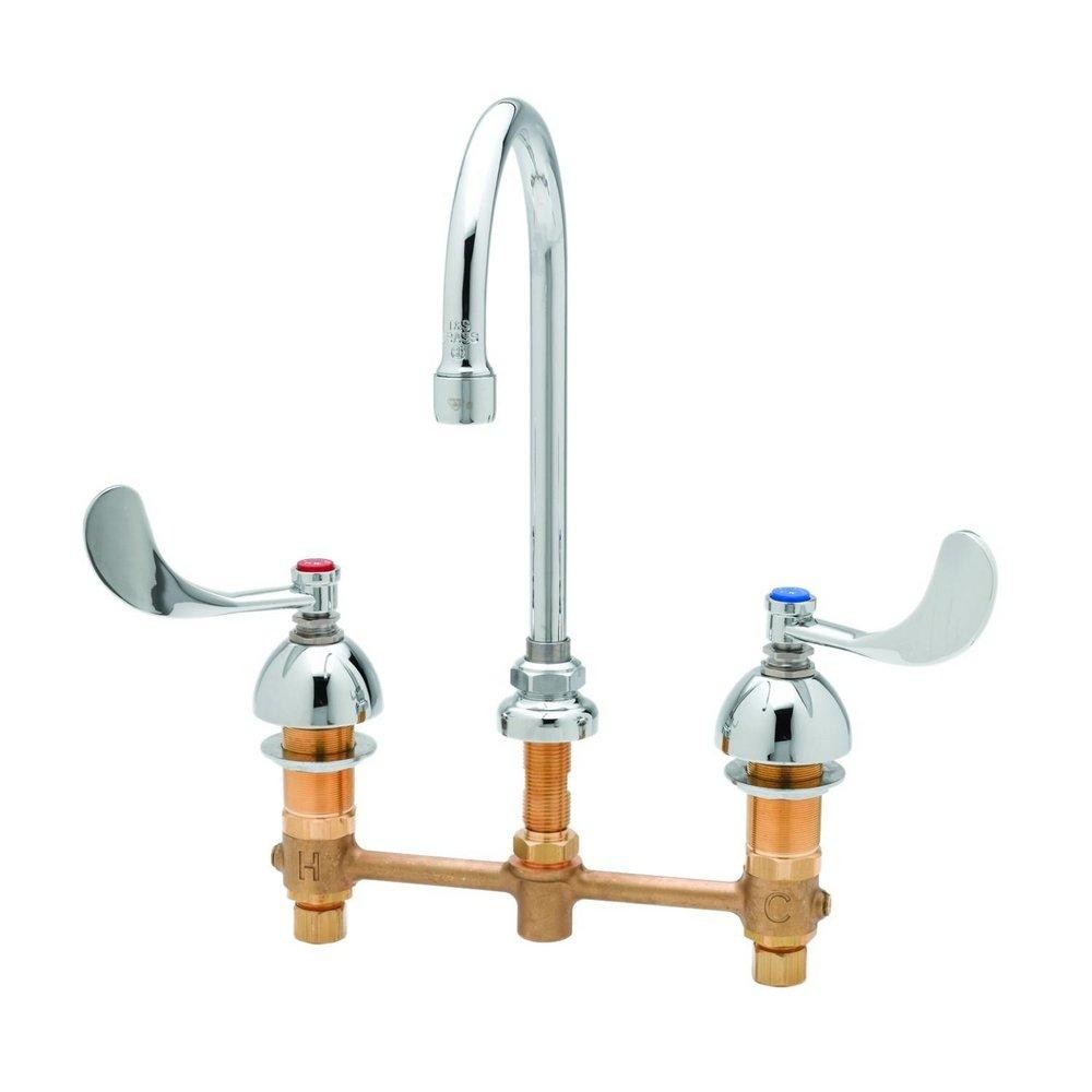 T&S Brass B-2866-05-LF15 Chrome Plated 2 Handle Widespread Sink Faucet