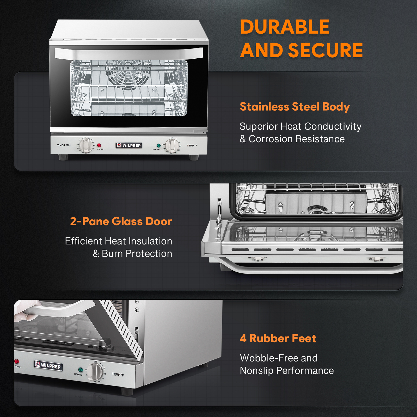 26L Countertop Convection Oven Commercial Toaster Baker 3 Layer 1440W ETL Cert.