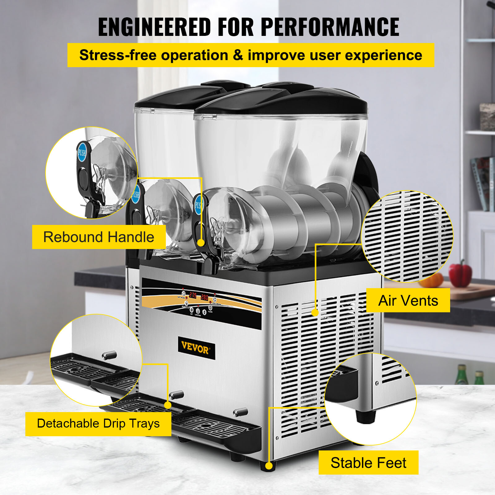 Commercial Slush Machine Professional Frozen Drink Maker Large Long Usage Cycle
