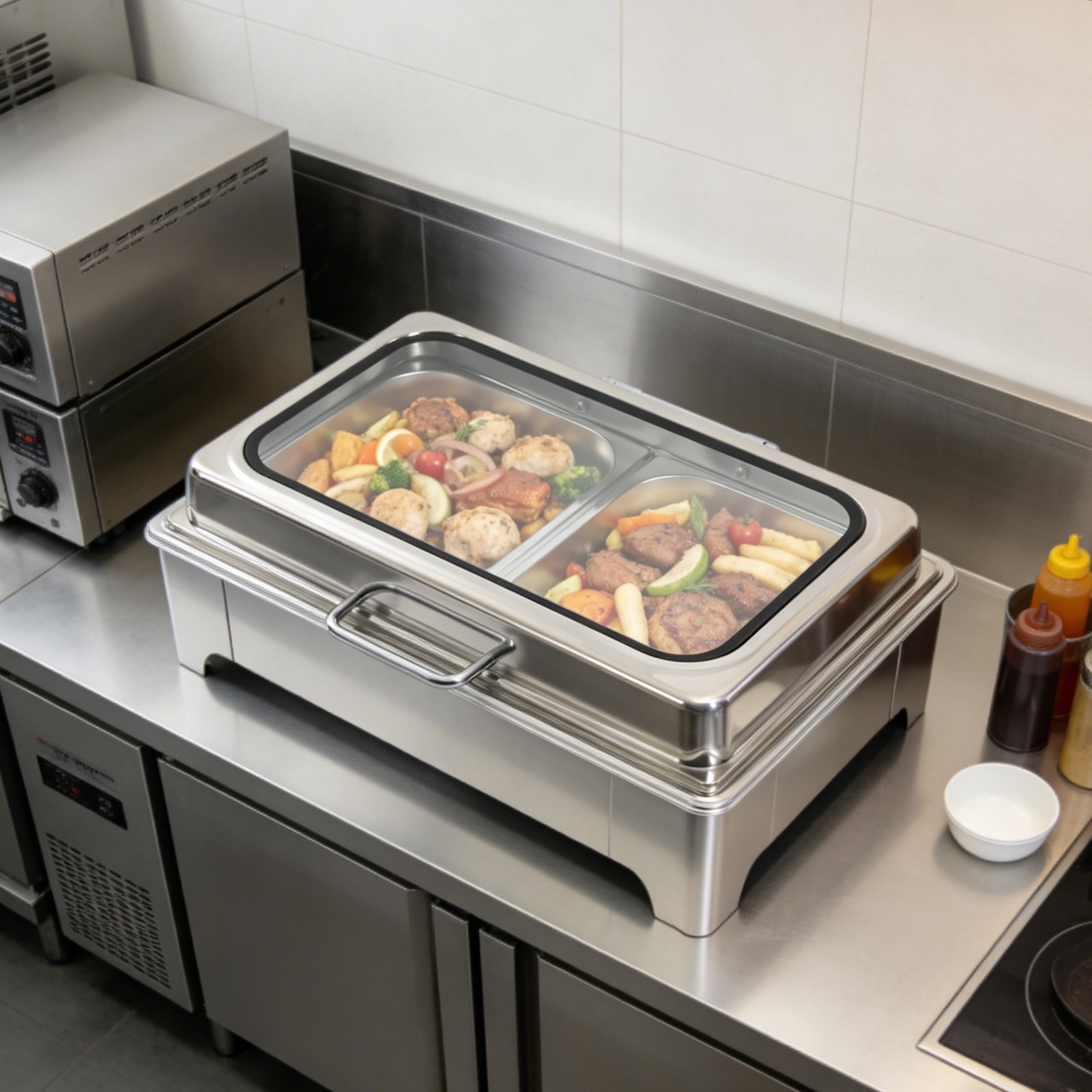 400W 9.5Qt Stainless Steel Chafing Dish Buffet Chaffing Server Chafing Dish New