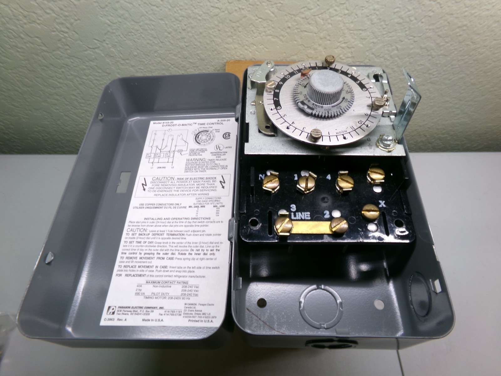 PARAGON 8141-00 DEFROST CONTROL TIME INITIATED TEMP /PRESSURE TIMER
