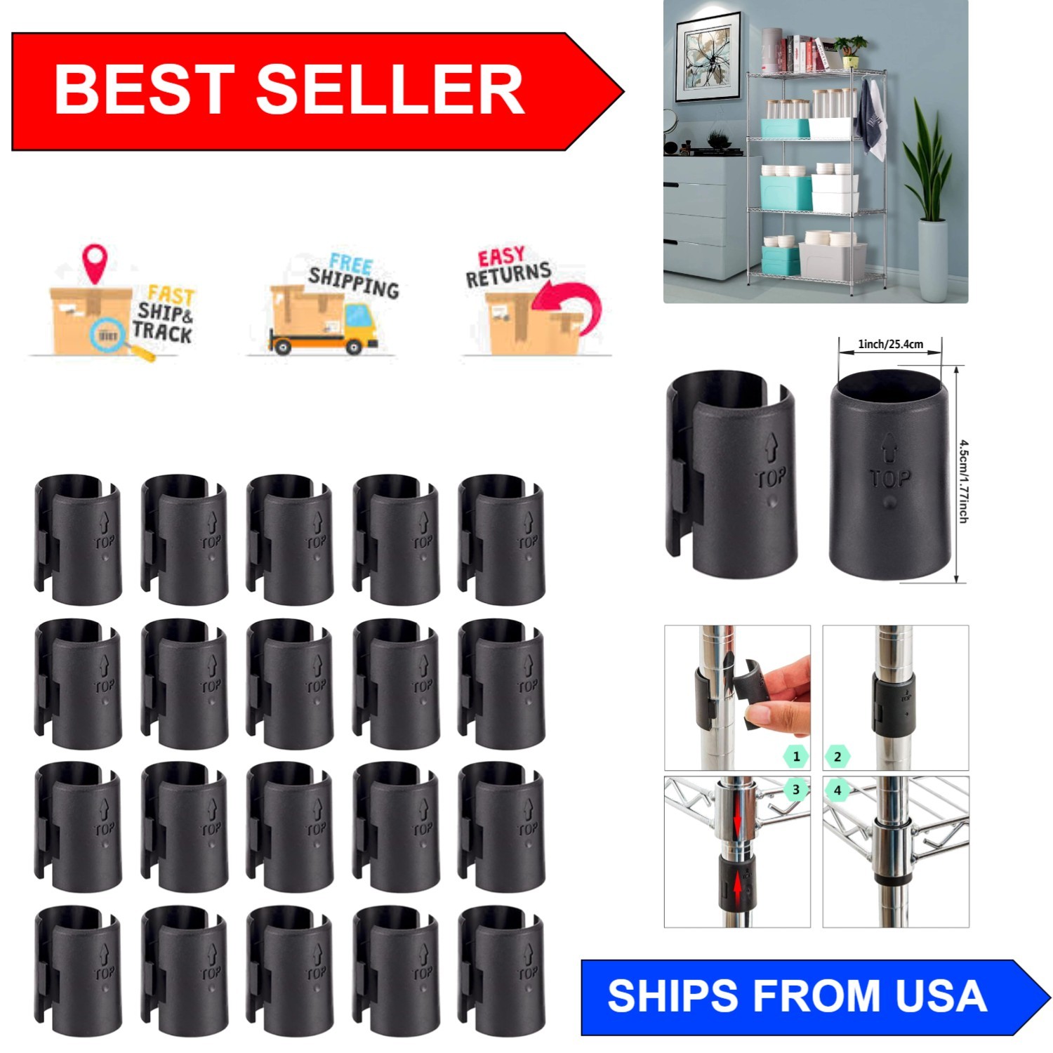 Sturdy Wire Shelf Lock Clips Replacement – 40 Packs for Modern Shelving