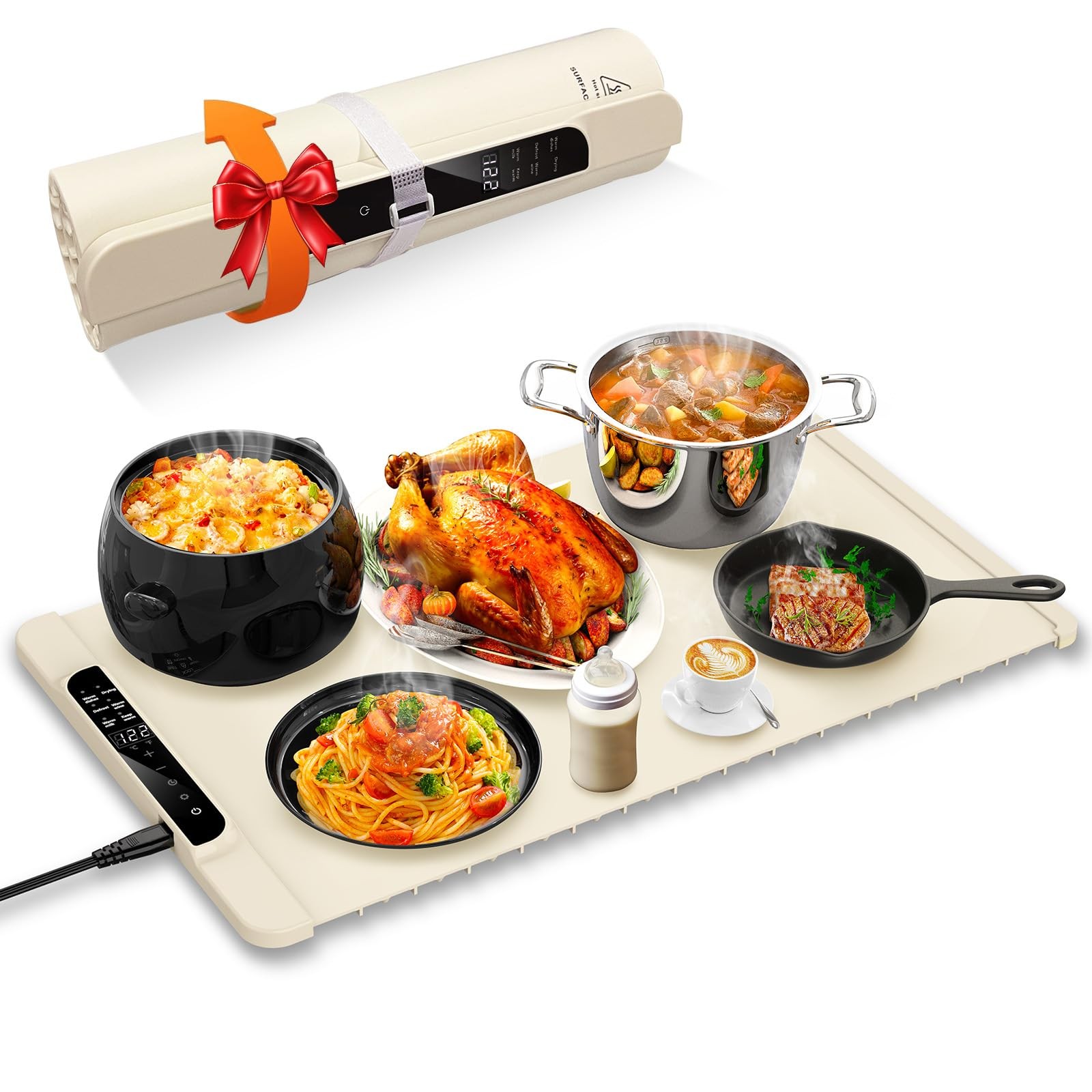 Food Warming Mat, FZF Electric Tray, Fast Heating Portable White