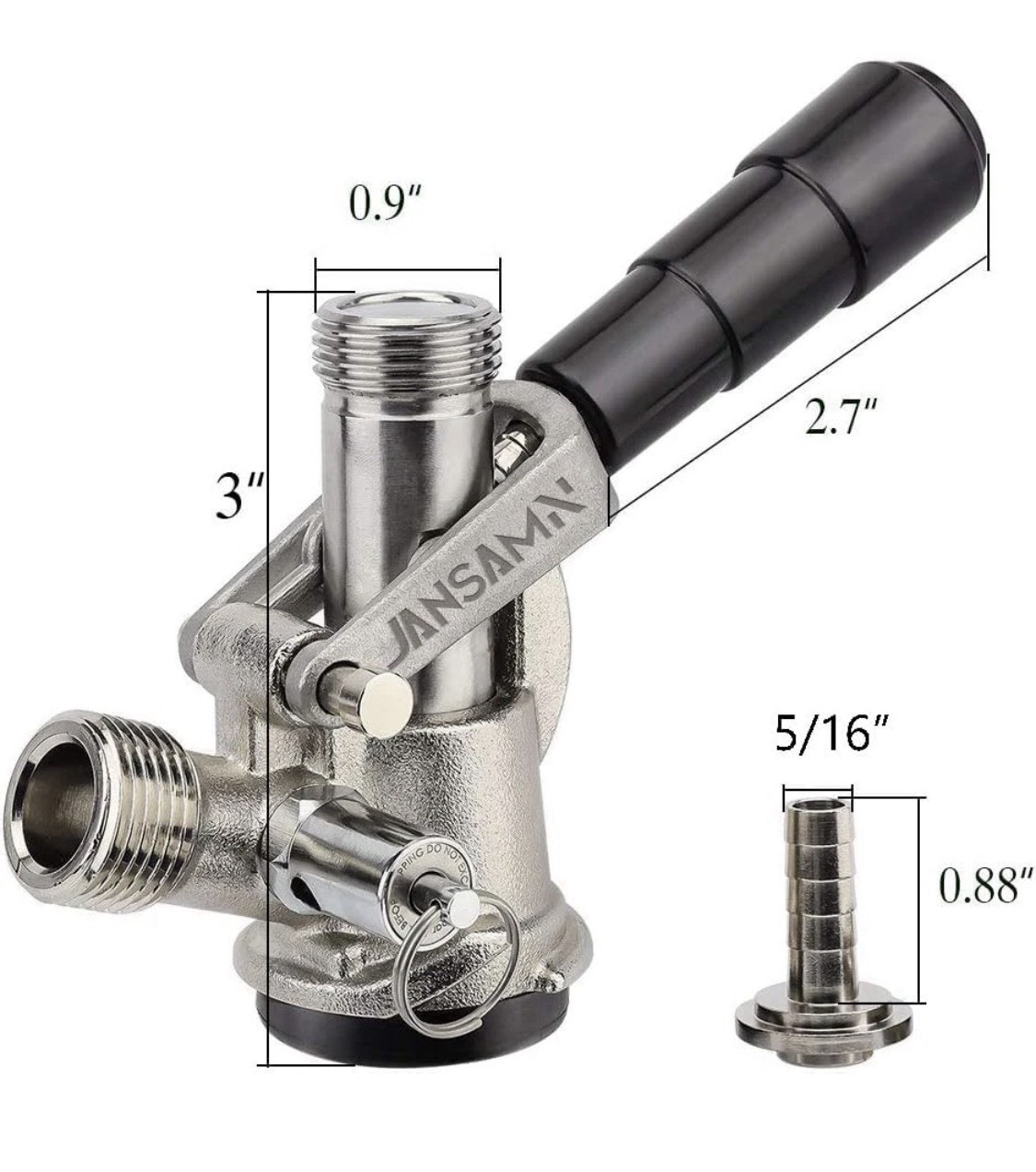 Keg Coupler, Sankey D Tap with 304 Stainless Steel Probe, Keg Coupler D System w