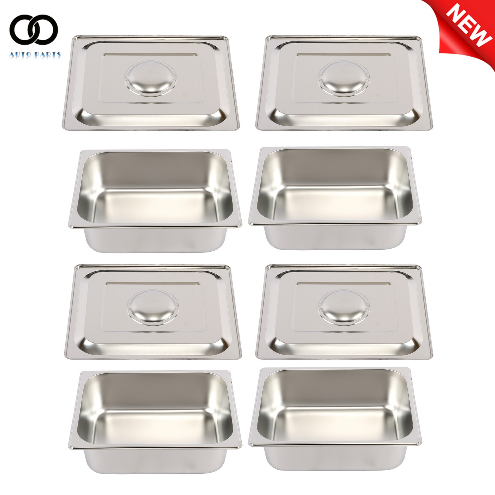 4 Pieces 1/2 Size 4 Inch Deep Steam Table Hotel Pans with Lids Non-Stick