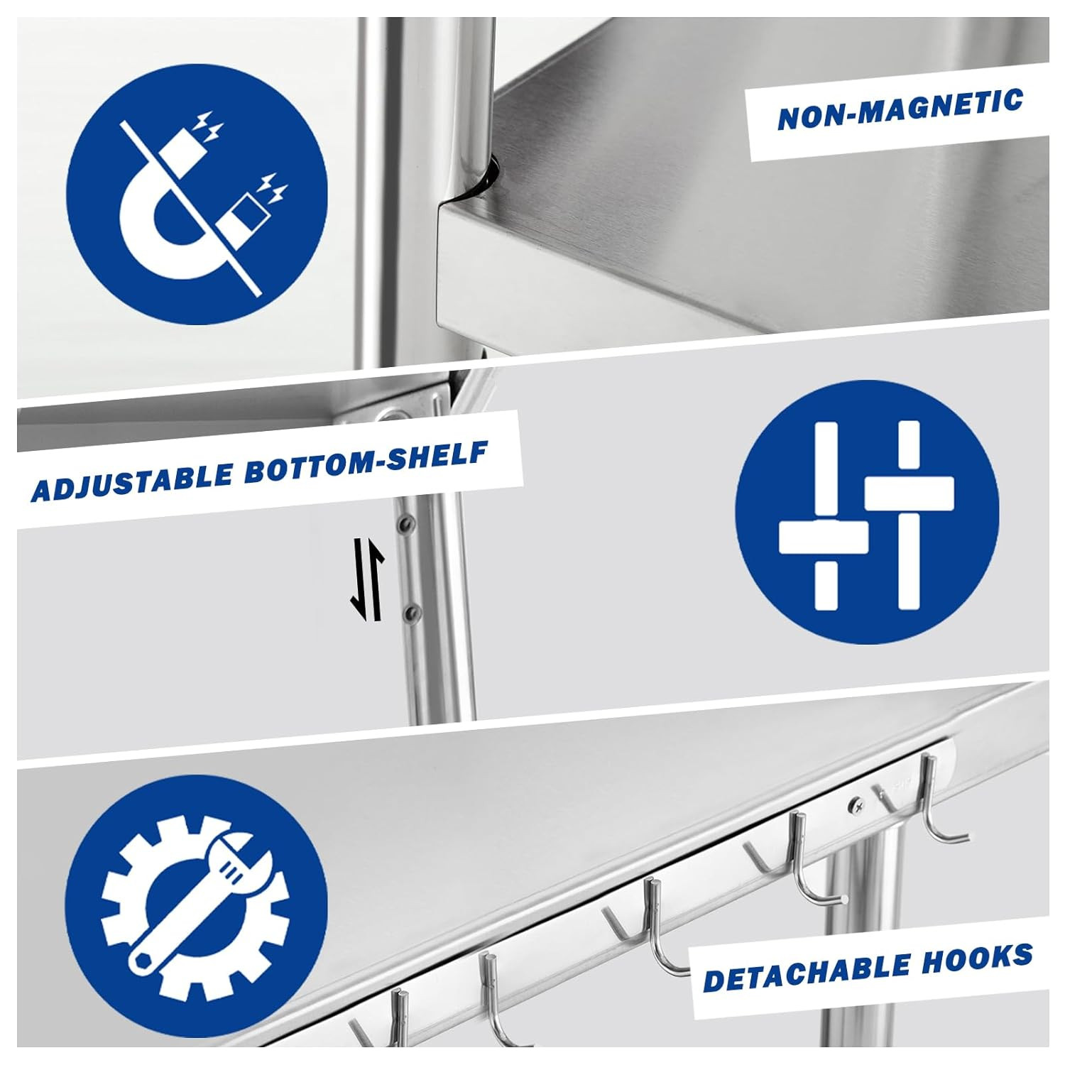 Stainless Steel Table for Prep & Work, Commercial Stainless Steel Prep Metal Tab