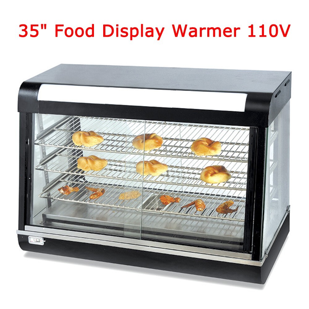 35in 3 Tiers Food Warmer Display Case 110V Electric Pizza Warmer Display Cabinet