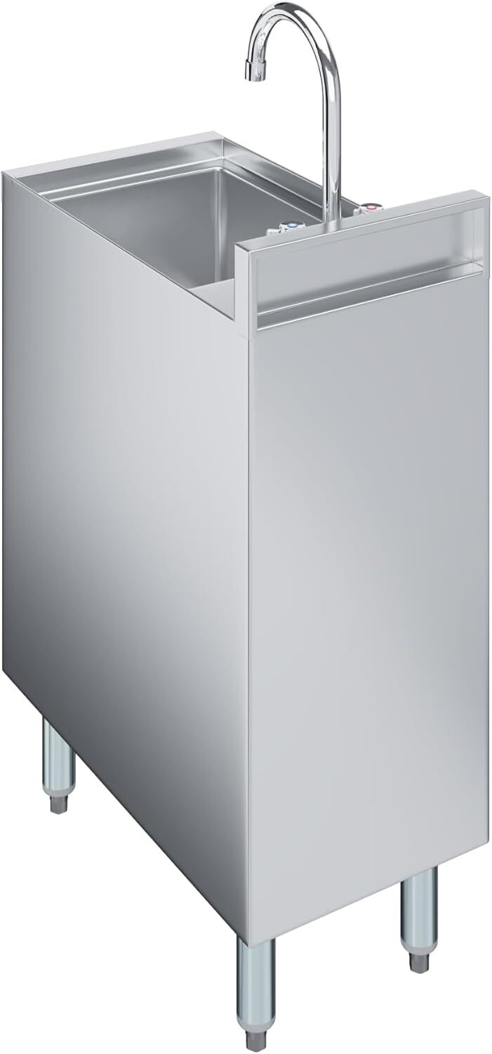 22 in. x 12 in. Stainless Steel Underbar Hand Utility Sink with Cabinet Base