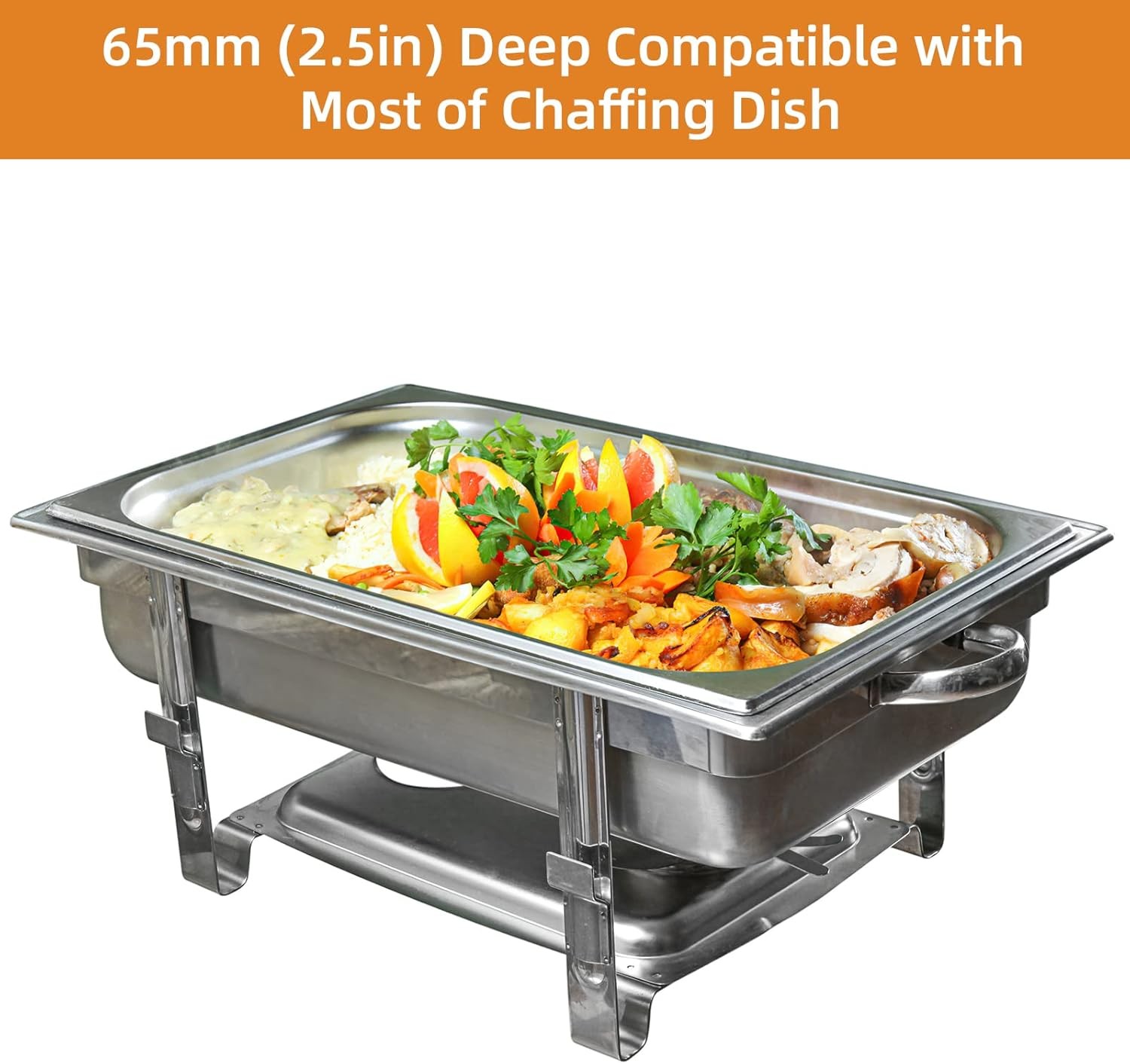 6 Pack Full Size Hotel Pan Catering Food Pan Commercial Stainless Steel 2.5″D