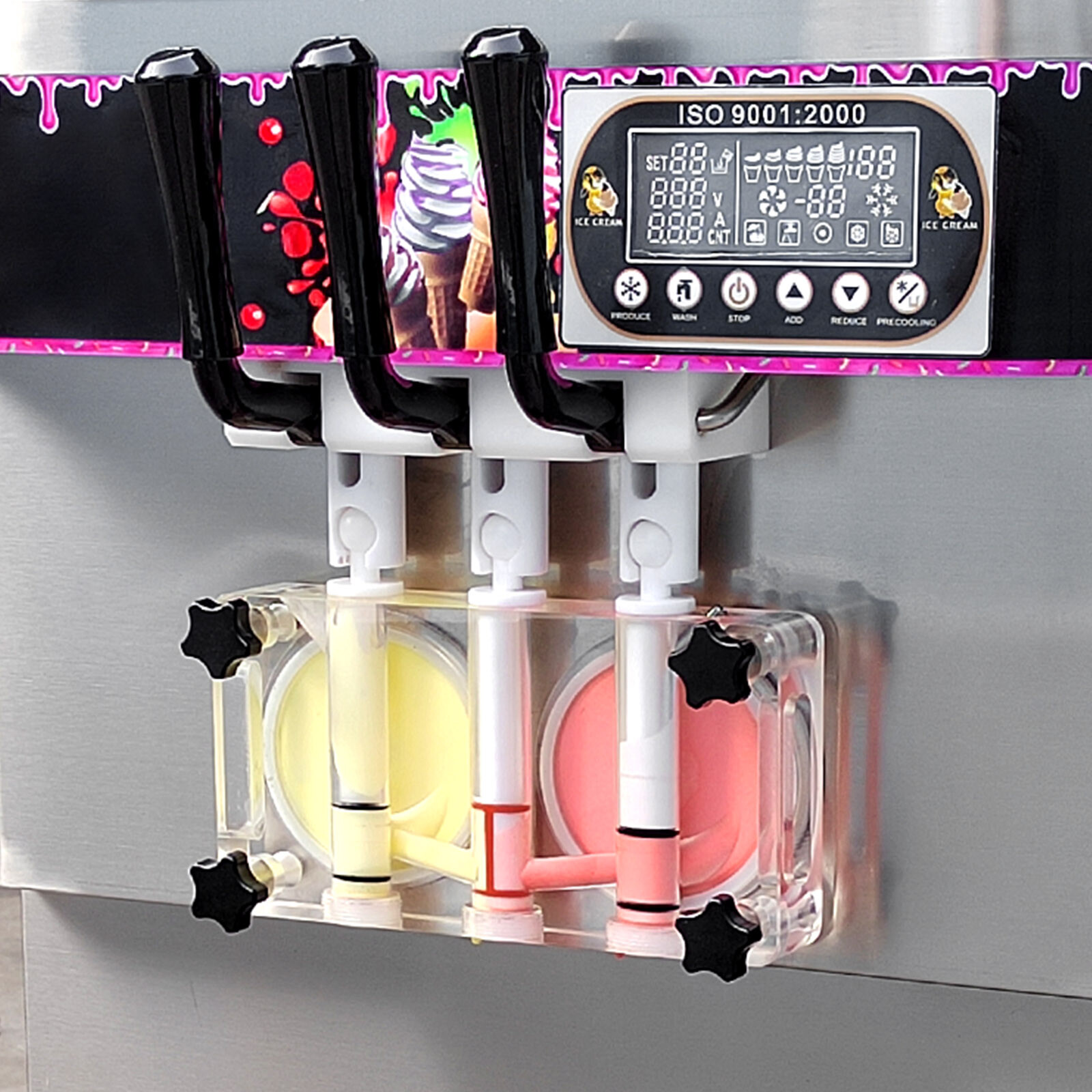 Kolice Commercial 3 flavors Soft Ice Cream Machine, 2+1 mixed flavors
