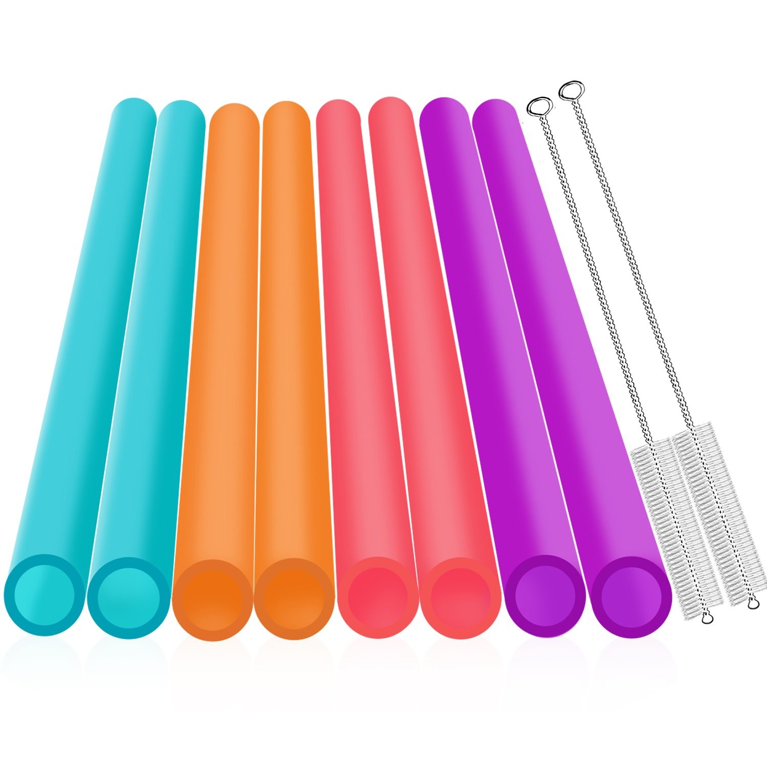Extra Wide 0.51 inches Reusable Hard Smoothie Straws, 11 Piece Set, Assorted