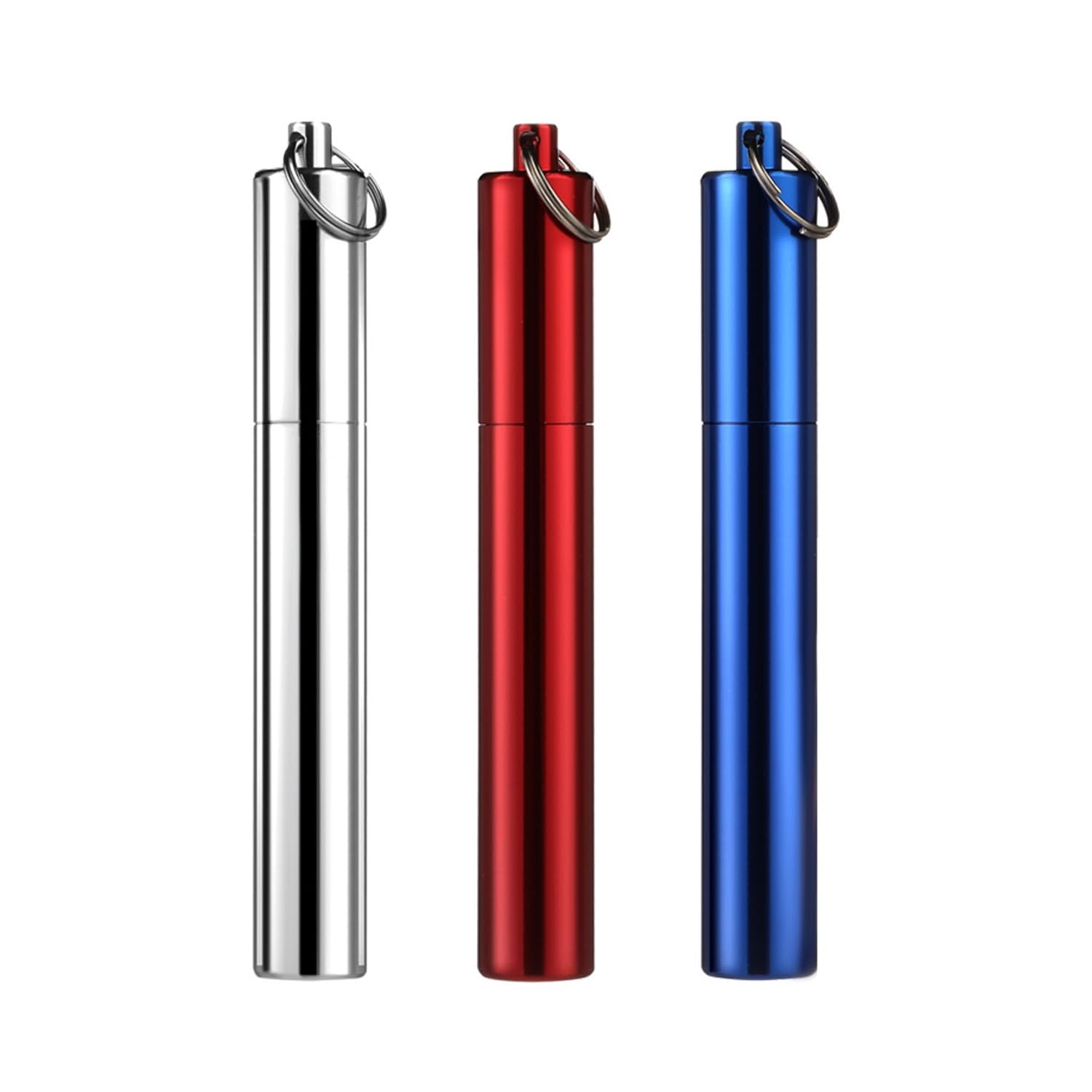 Metal Portable Toothpick Holder Pocket Travel Silver,blue and red