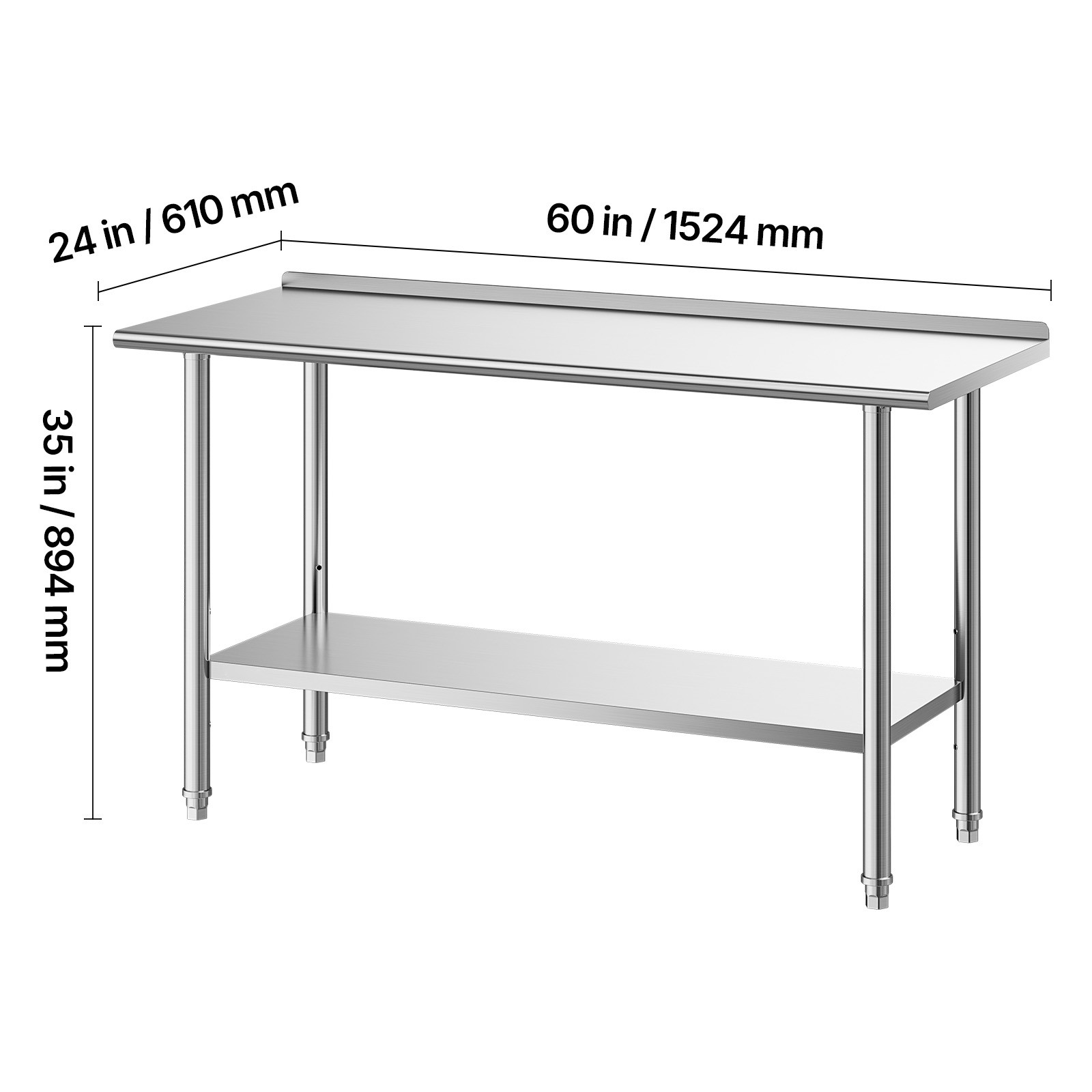 Uimoso Commercial Stainless Steel Kitchen Prep Table, 24×60 Inch