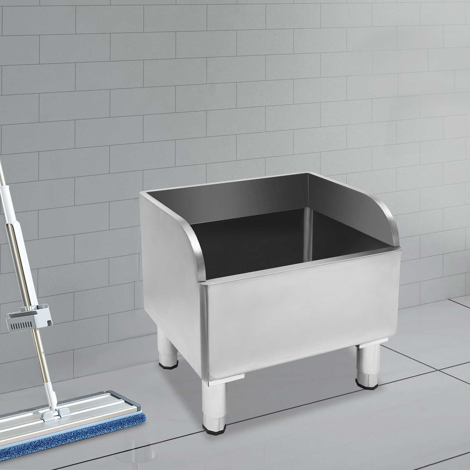 Silver 24″ *16″ *22″ Commercial Stainless Steel Floor Mop Sink 12″ Deep Basin