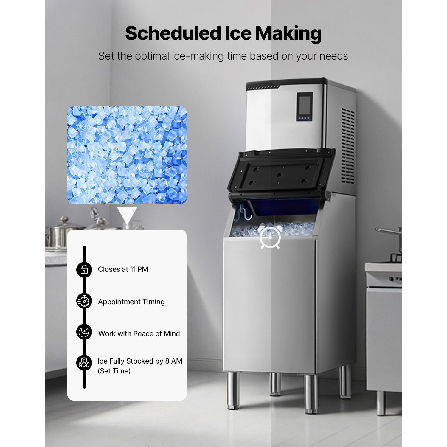Commercial Ice Maker Machine, 800LBS/24H Ice-Making Machine