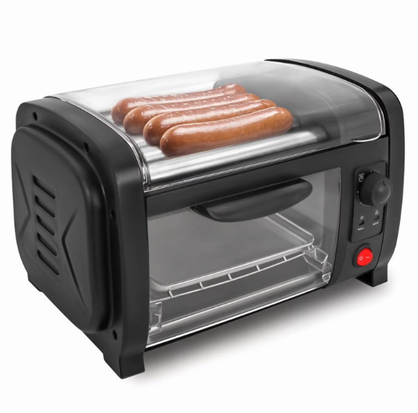 Hot Dog Roller Grill & Bun Toaster Oven Countertop Cooker Machine