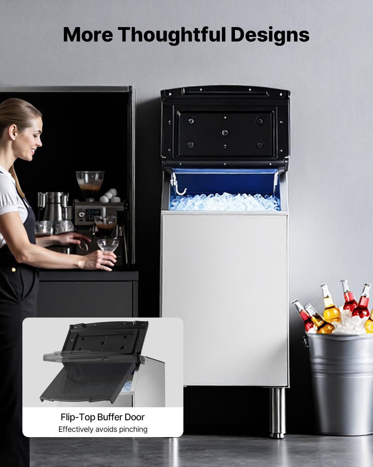 Commercial Ice Maker Storage Bin, 300 LBS Capacity Ice-Bin, Stainless Steel Comm