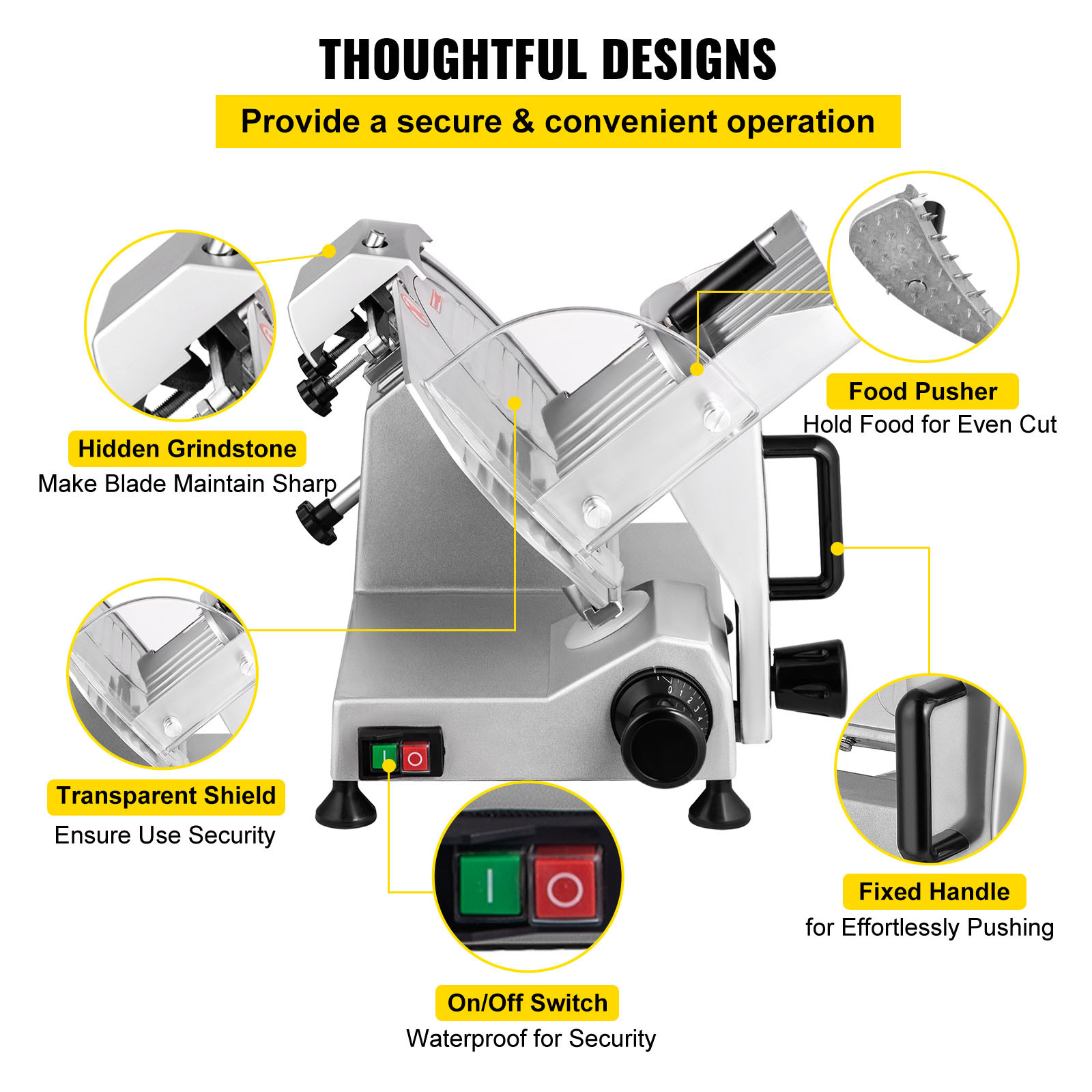 VEVOR Commercial 8″ Electric Meat Slicer Deli Food Cheese Slicer Cutter 200W