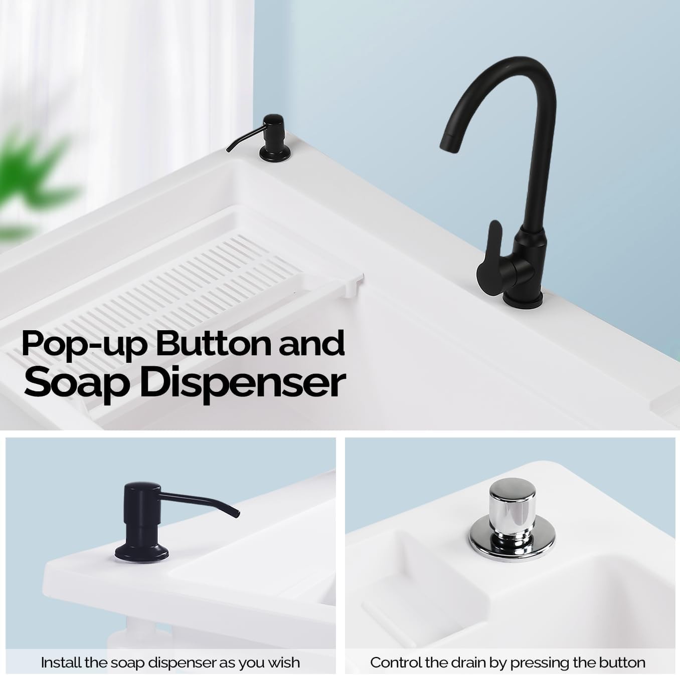 37-Gallon Freestanding Utility Sink with Faucet, 36″ Heightened Basin for Garage