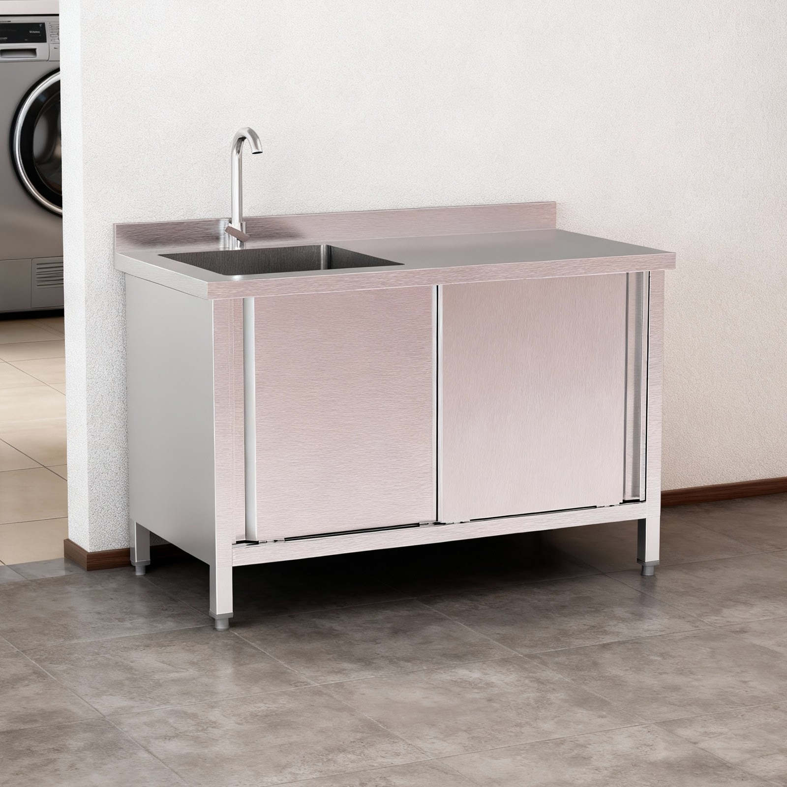 Heavy-Duty 304 Stainless Steel Commercial Utility Sink Prep Sink with Cabinet