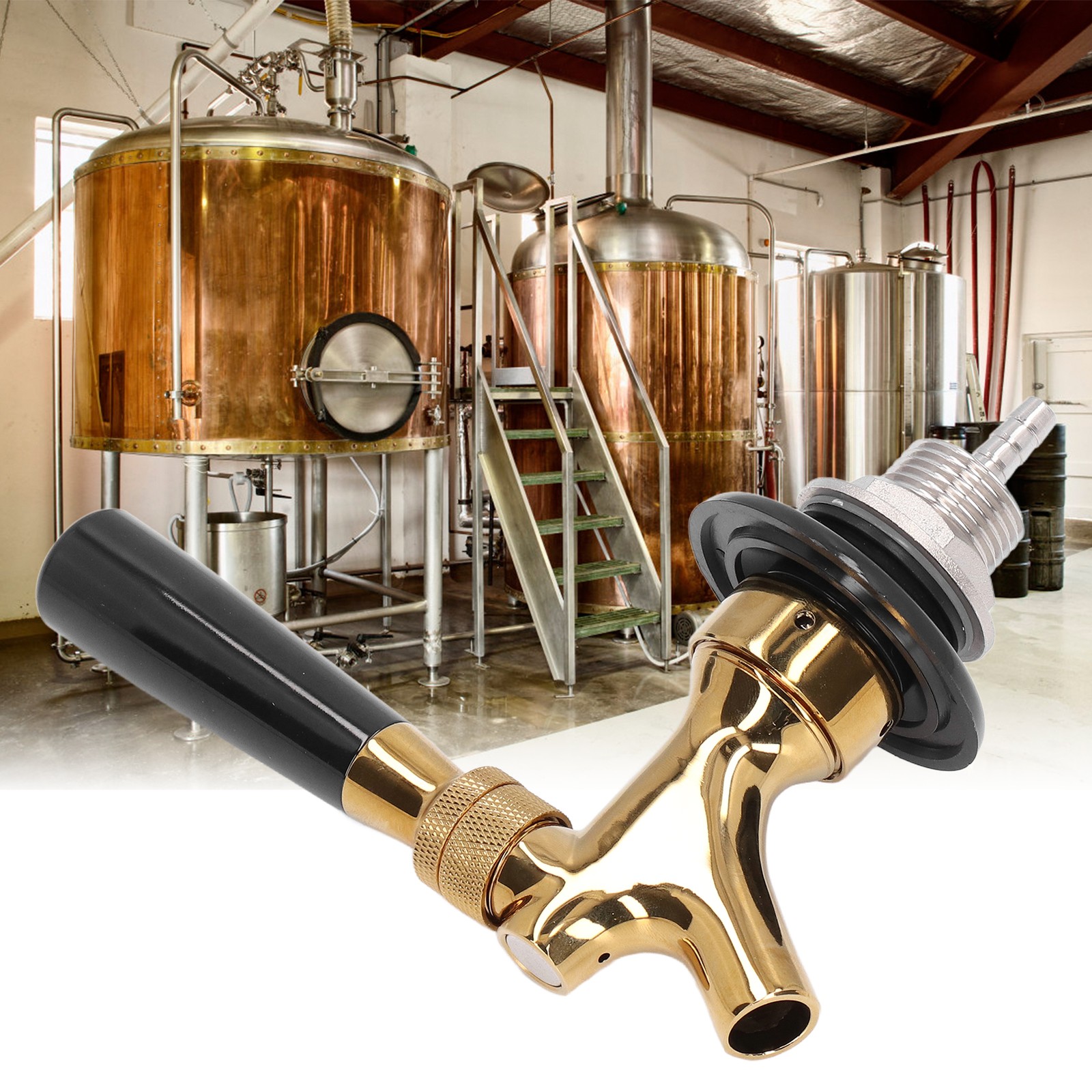 Beer Faucet Polished Brass Stainless Steel Draft Beer Tap Complete Kit