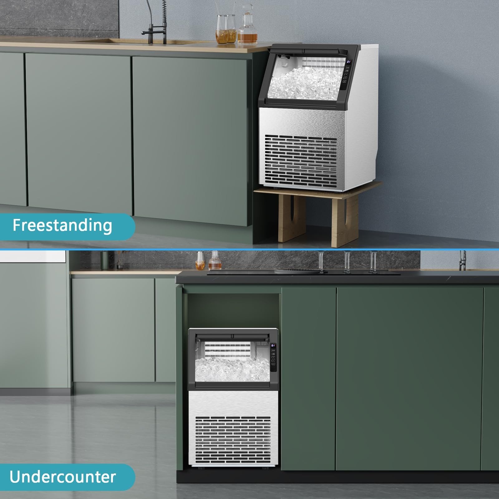 COWSAR Commercial Ice Maker Machine, 80Lbs/24H Stainless Steel Ice Maker 24Lbs