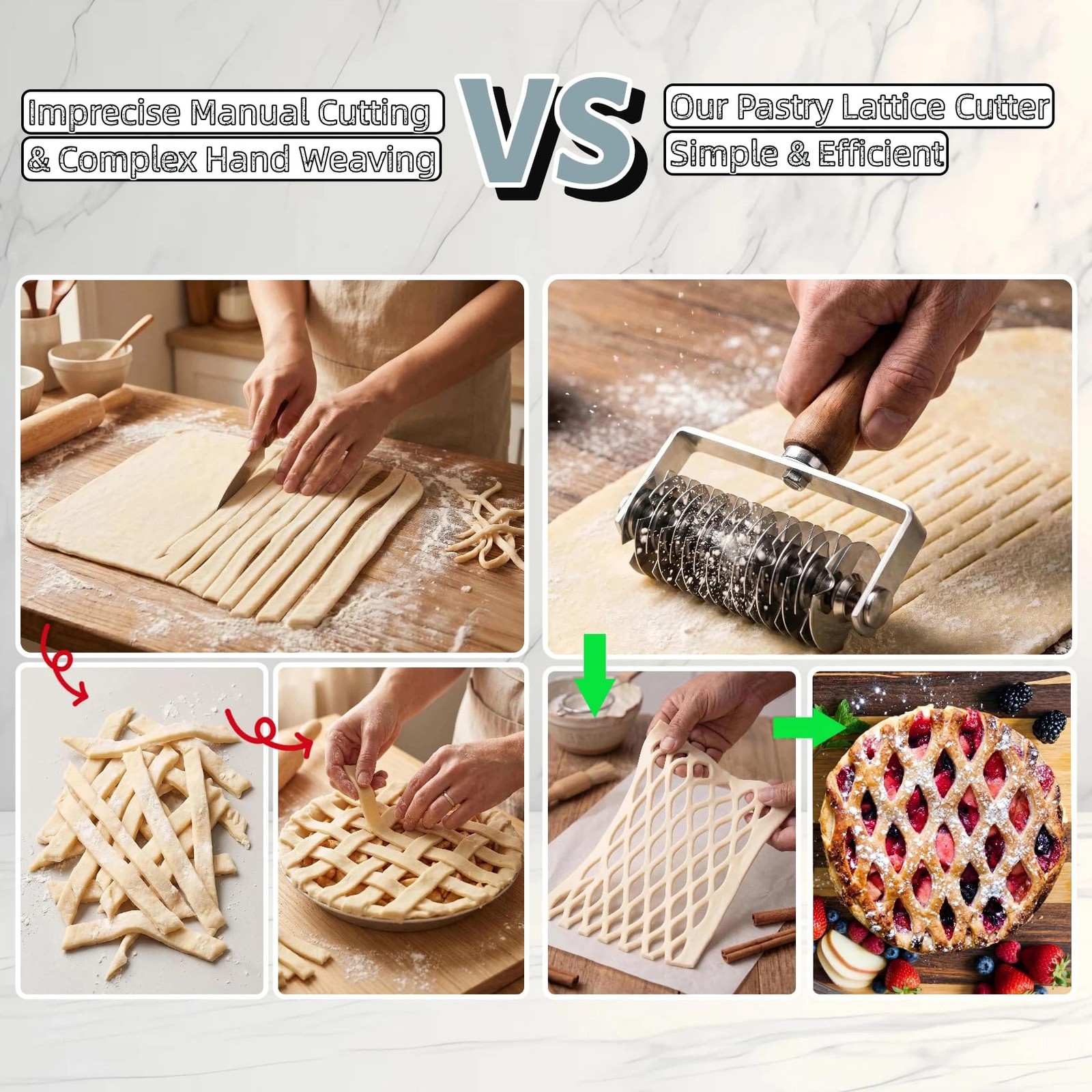 Pastry Lattice Roller Cutter – 1 Count (Pack of 1), Metal color