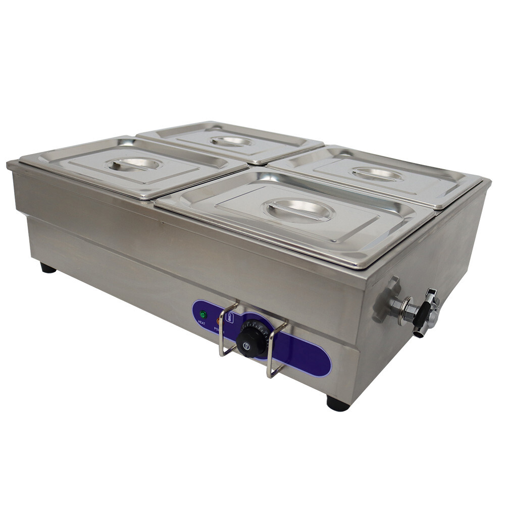 Commercial Stainless steel Squarish 4-Pan 1/2 Size Buffet Food Warmer 110V 1.5KW