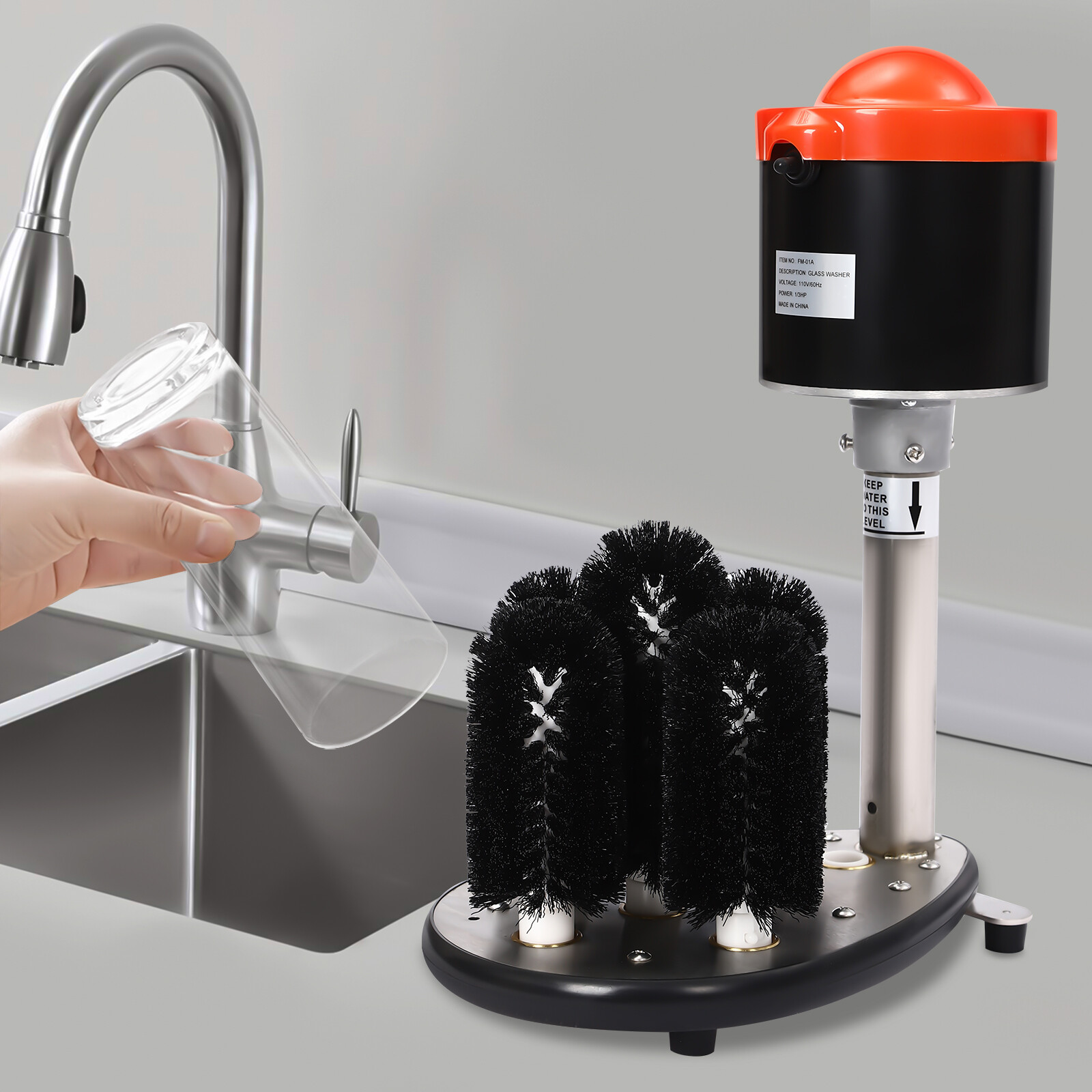 800 Cups/H Commercial Electric Glass Cup Washer Wine Glass Cleaning Machine 110V