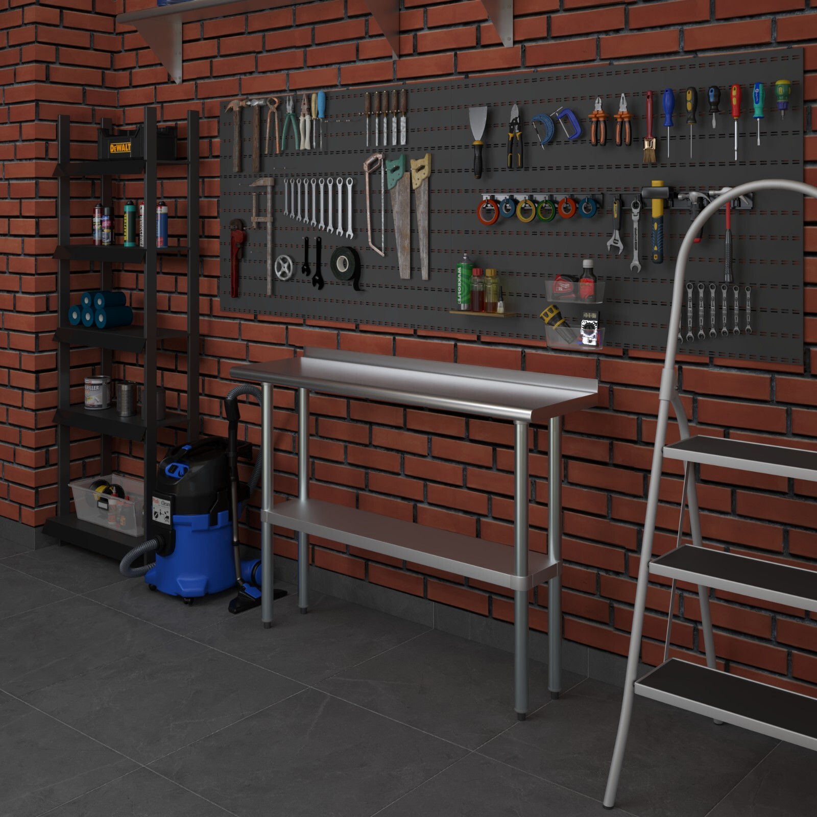 14 in. x 48 in. Stainless Steel Work Table with 1.5 in. Backsplash