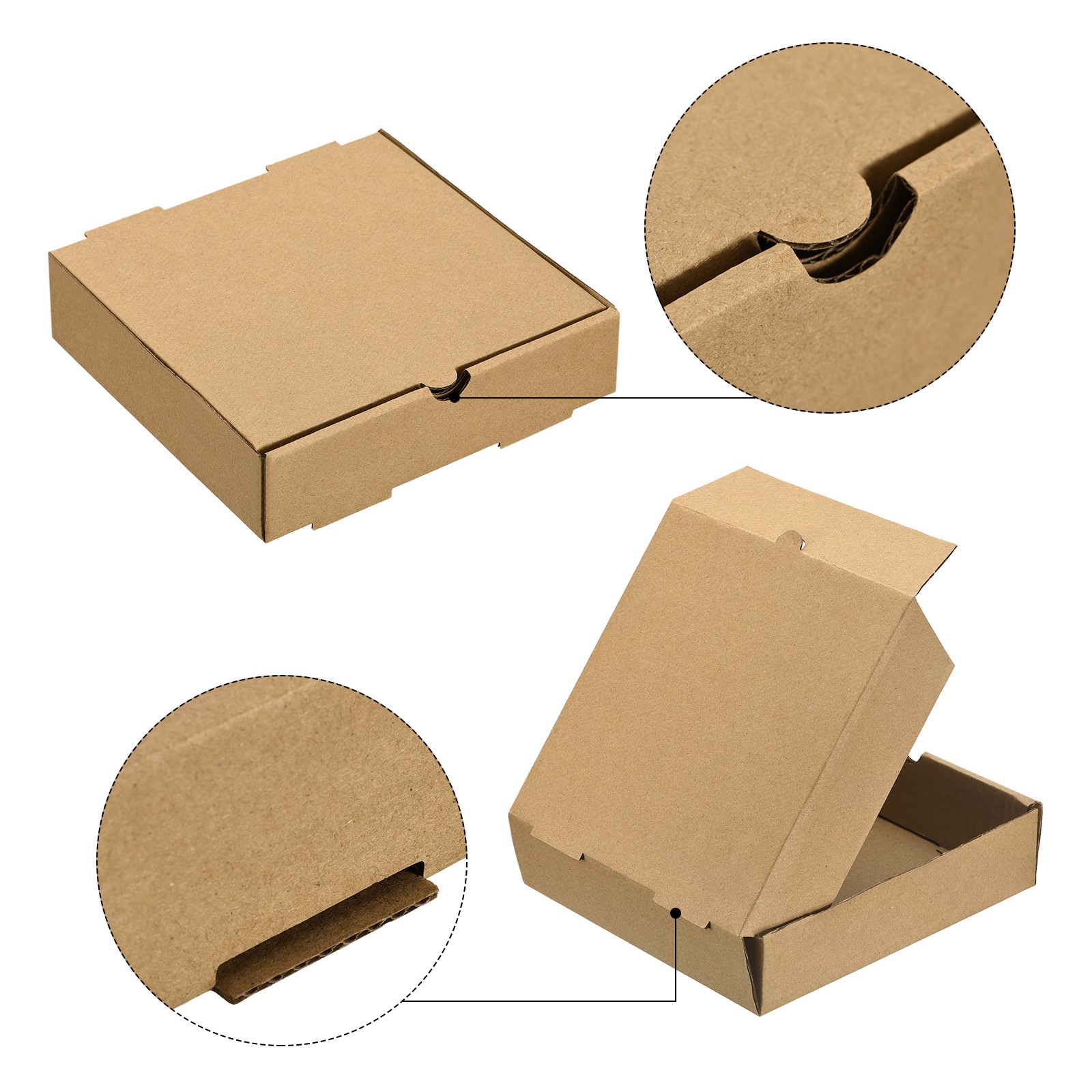 8pcs Pizza Box 12 x 12 Inch Cowhide Paper Square Mini Pizza Boxes Brown